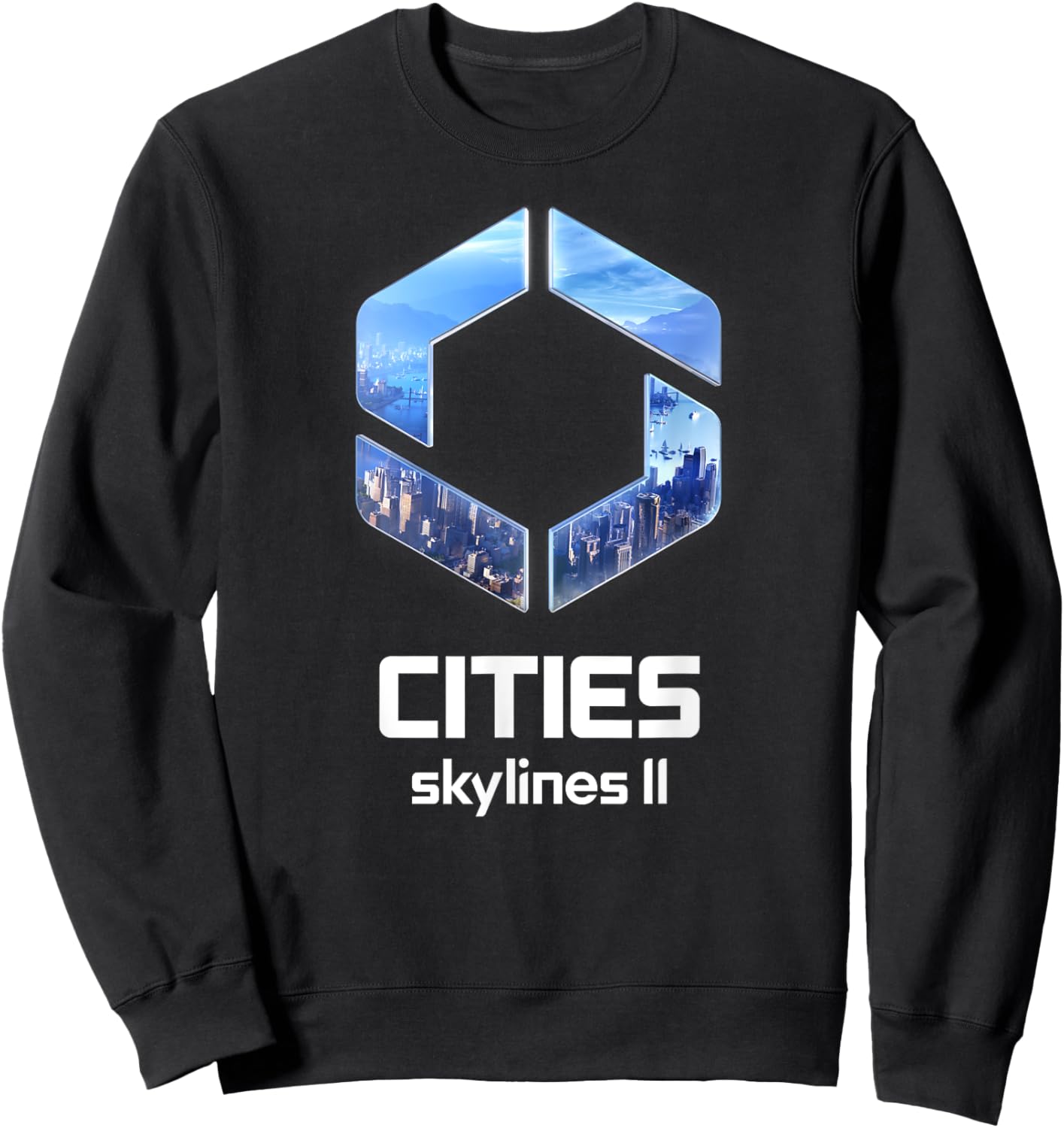 Cities Skylines II Game Logo City Builder White Sweatshirt - Sweatshirt | Black
