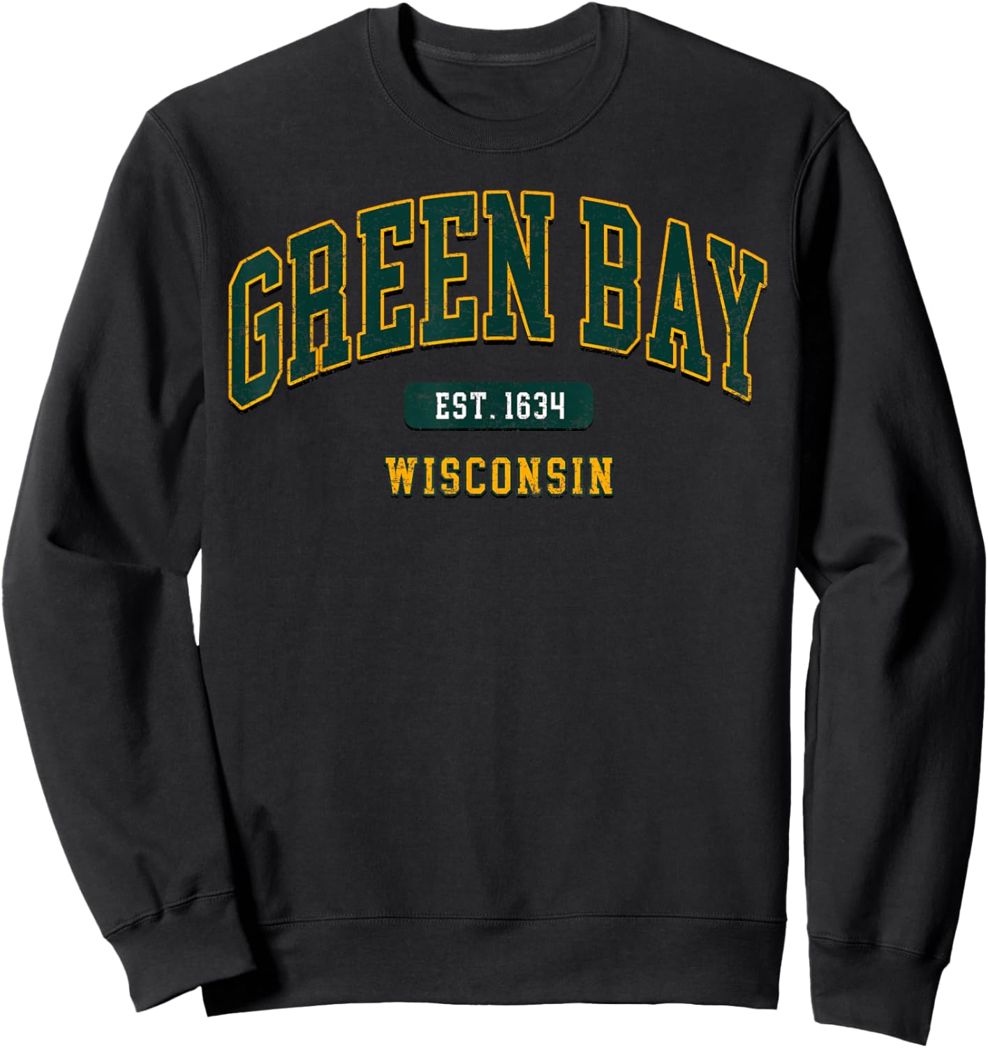 Green Bay Arch Vintage Athletic Sports Design Men Women Sweatshirt - Sweatshirt | Black