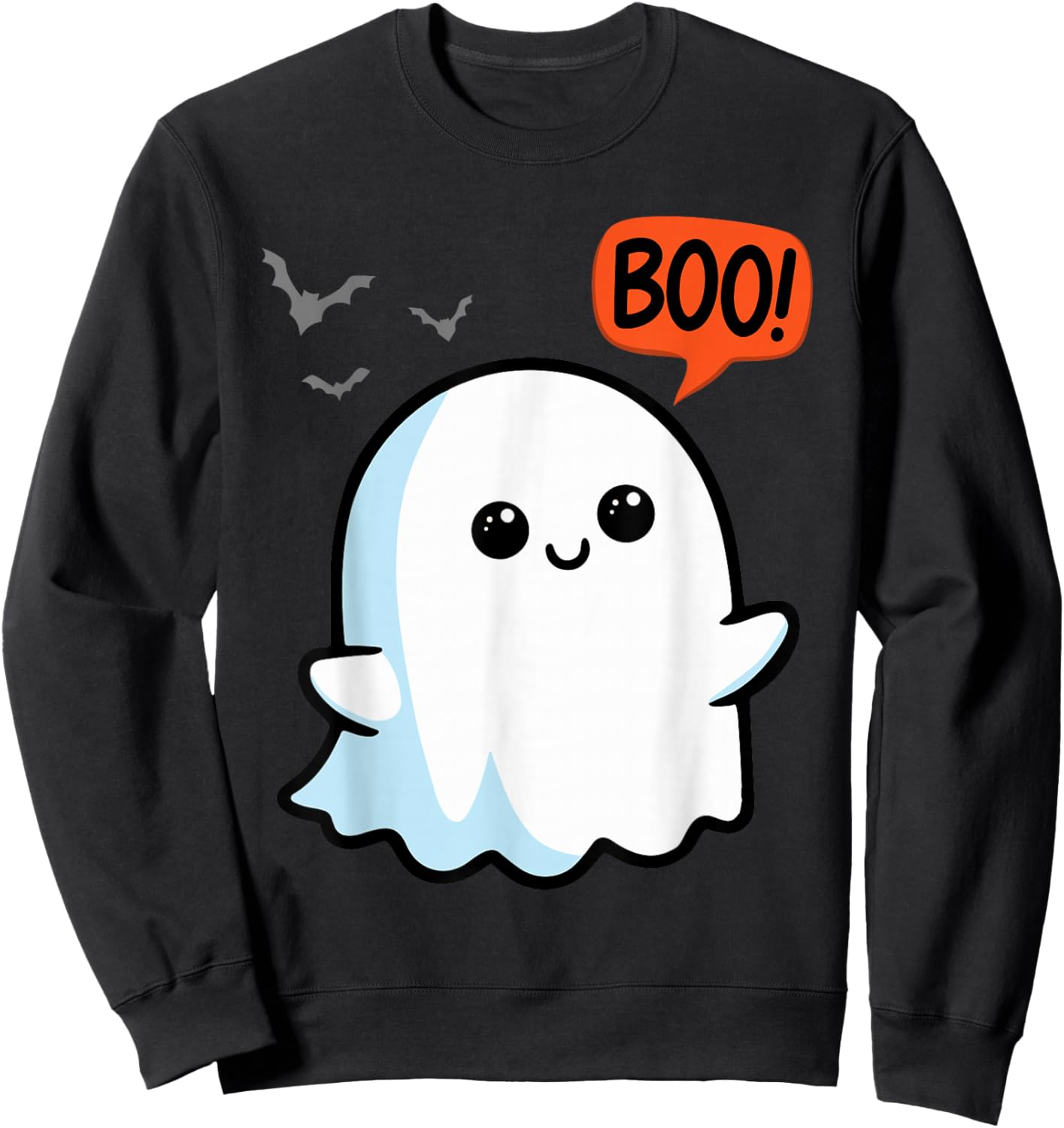Ghost Saying Boo Spooky Halloween Cute toddler boys girls Sweatshirt - Sweatshirt | Black