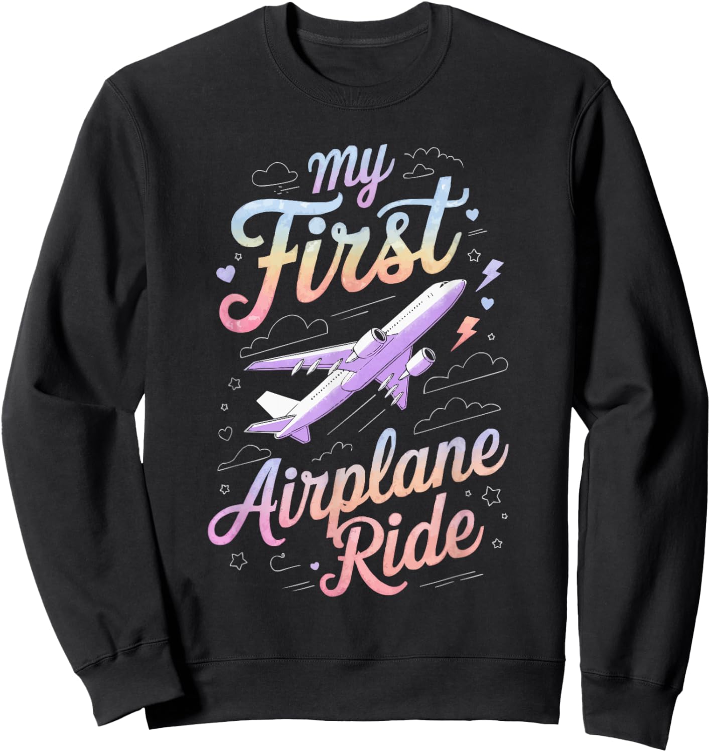My First Plane Ride First Time Flyer Travel Airplane Sweatshirt - Sweatshirt | Black