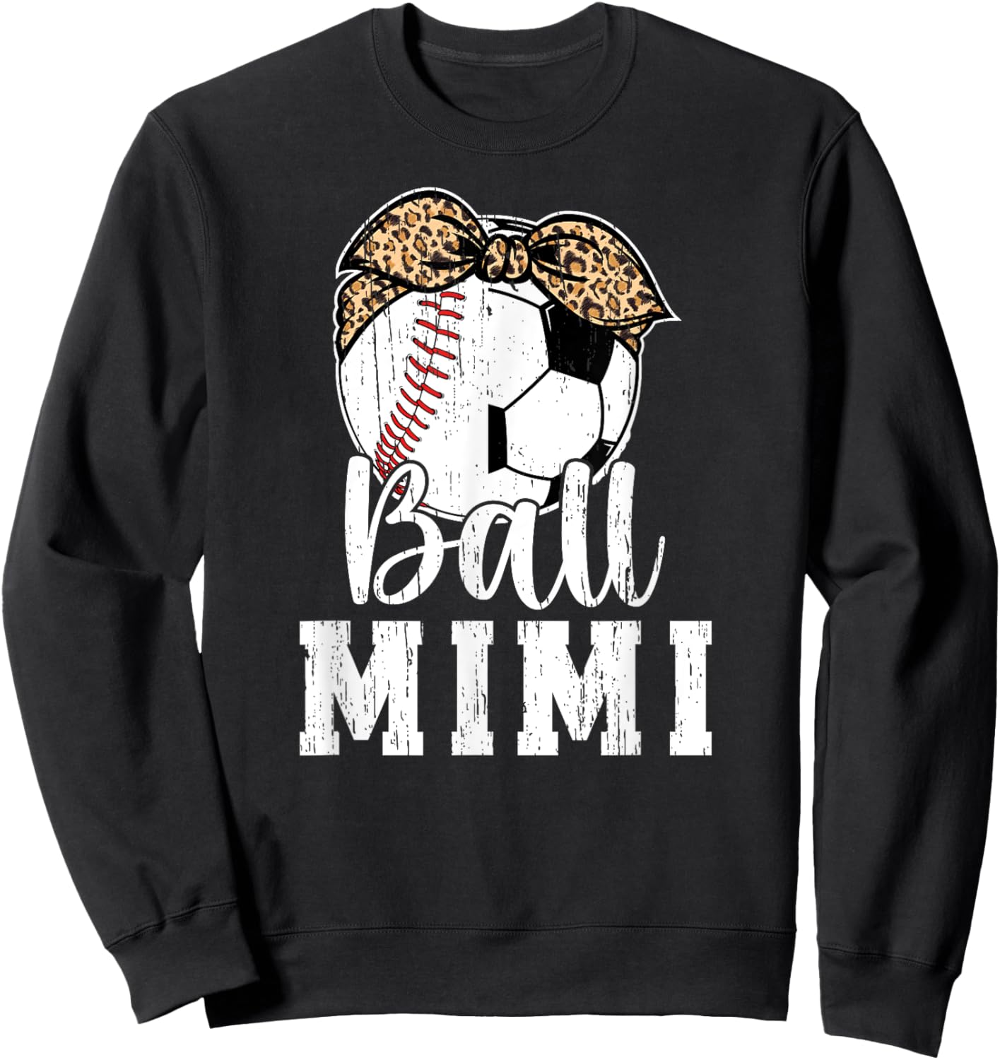 Ball Mimi Grandma Baseball Soccer Mimi Sweatshirt - Sweatshirt | Black