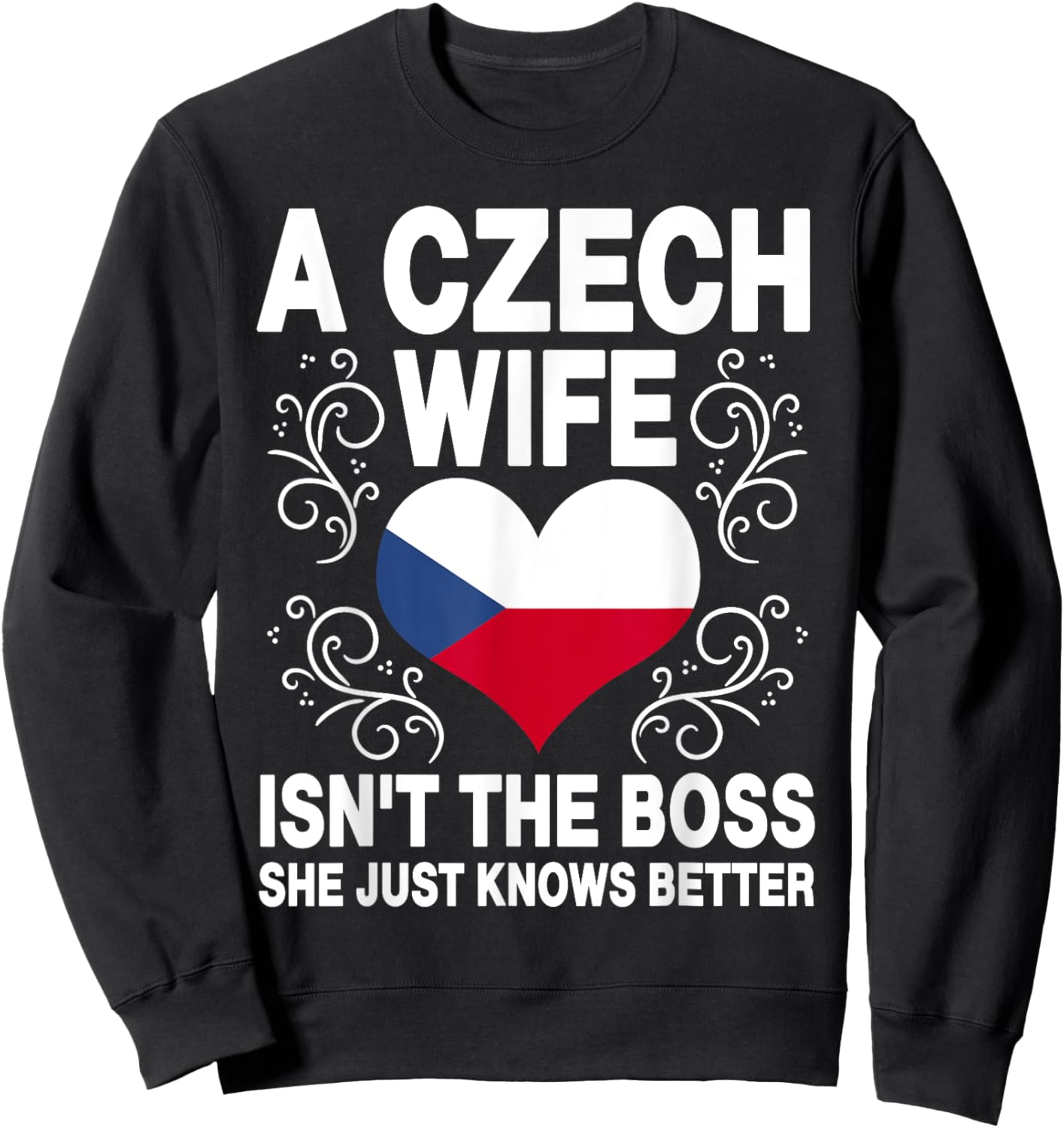 Funnz Czech Wife Saying Czech Flag Heart Czech Women Sweatshirt - Sweatshirt | Black