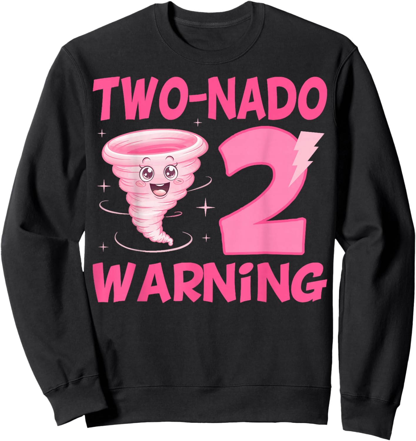 Kids Two-nado Warning 2nd Birthday Pink Tornado Birthday Sweatshirt - Sweatshirt | Black