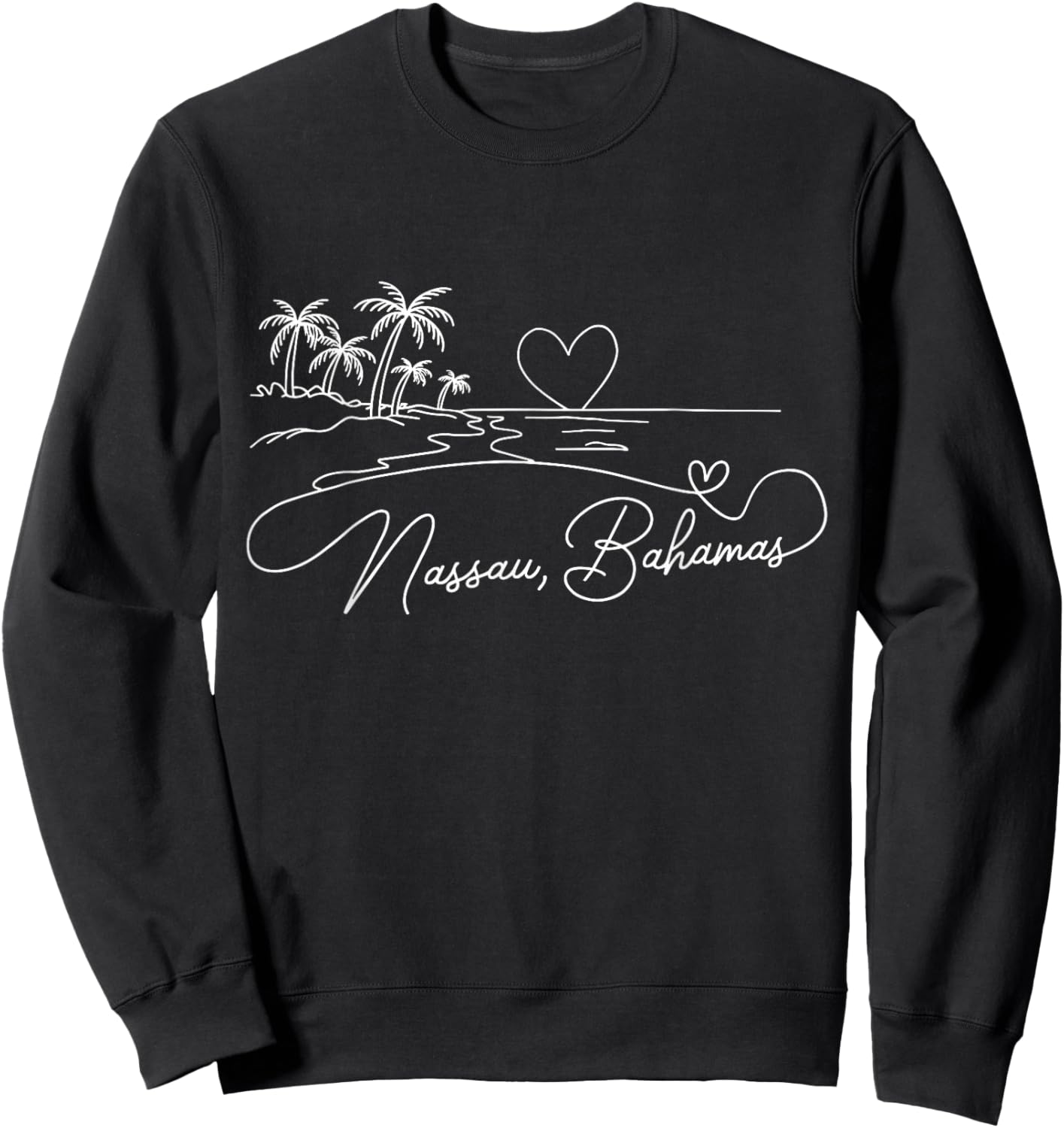 Nassau Bahamas Signature Heart Art Romantic Island Souvenir Sweatshirt - Sweatshirt | Black