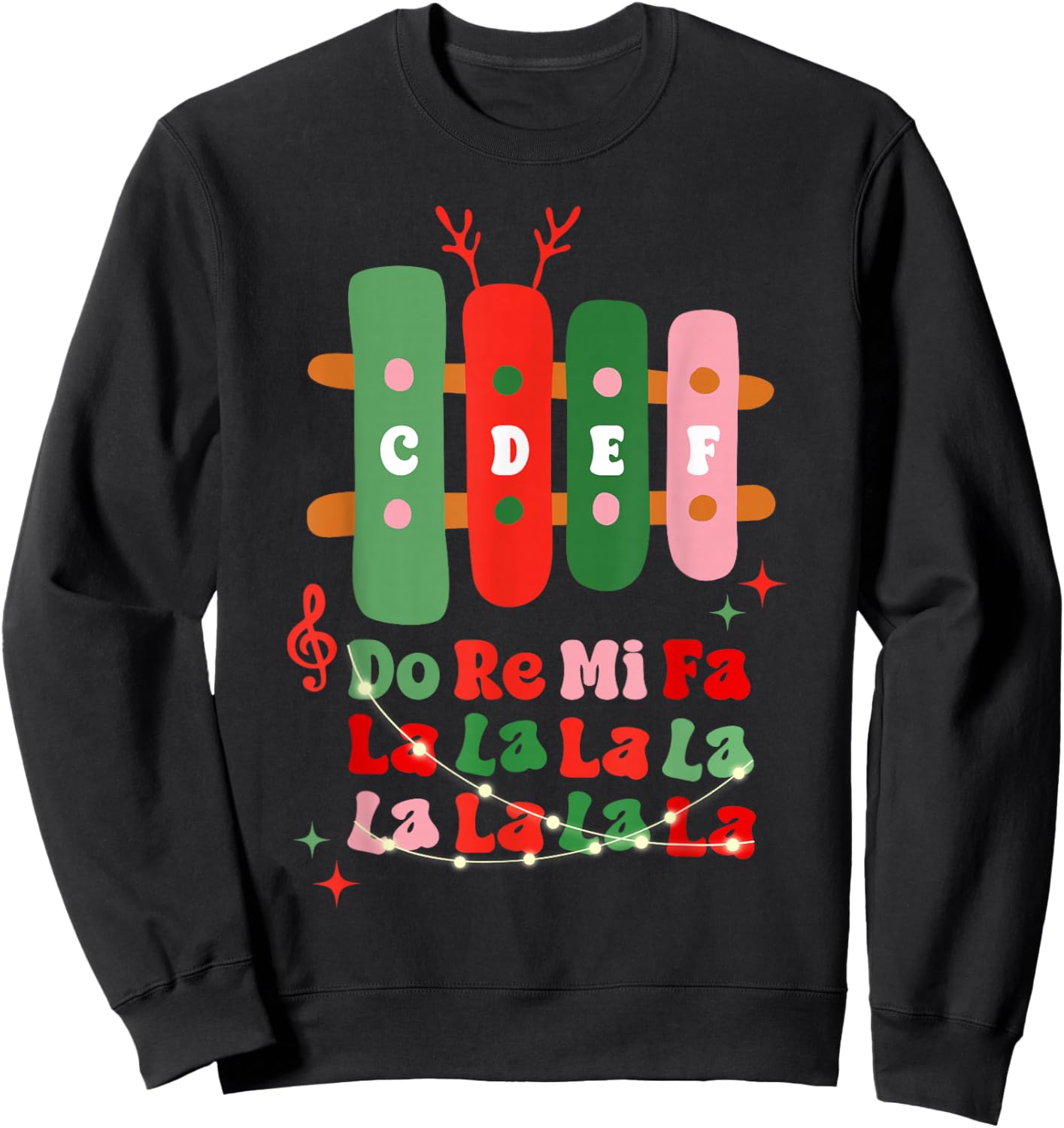 Groovy CDEF Do Re Mi Fa La La La La Music Teacher Christmas Sweatshirt - Sweatshirt | Black