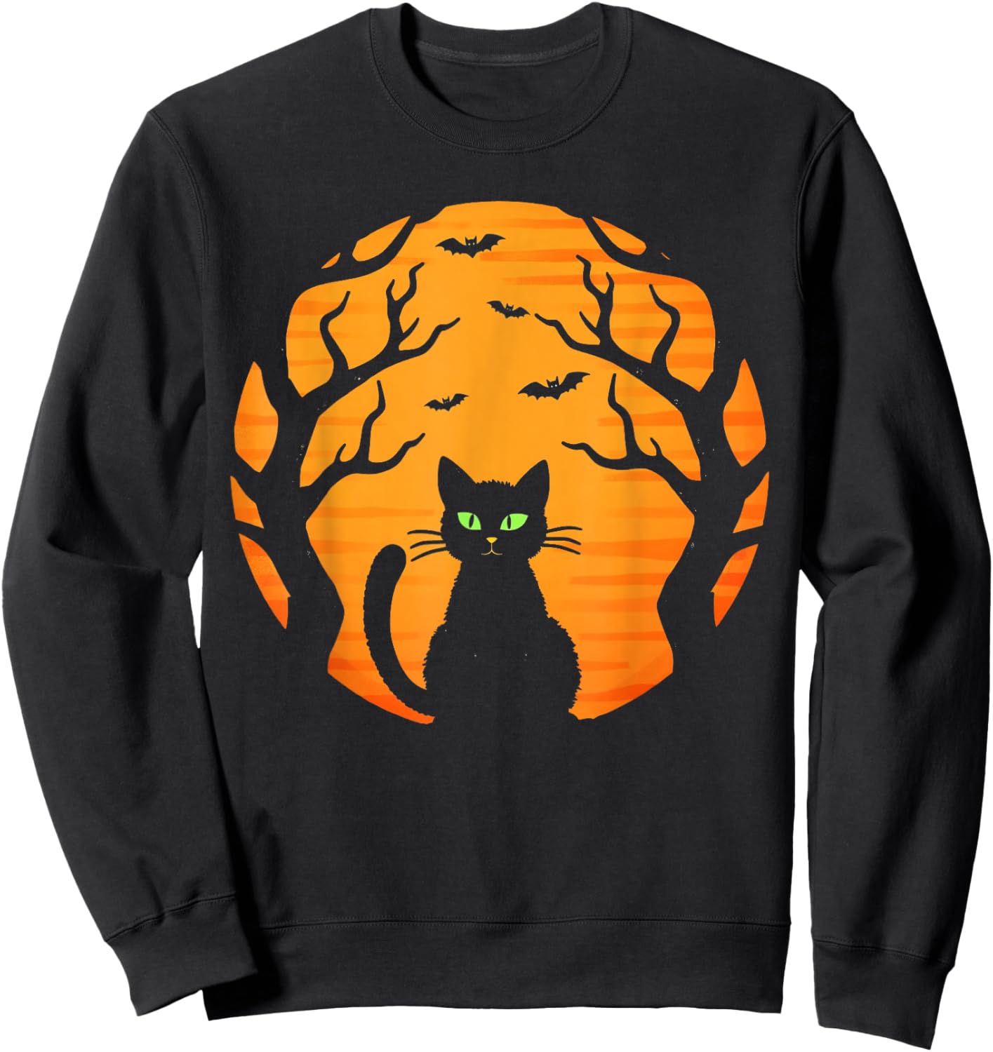 Vintage Scary Halloween black Cat Costume Cat Moon kids Sweatshirt - Sweatshirt | Black