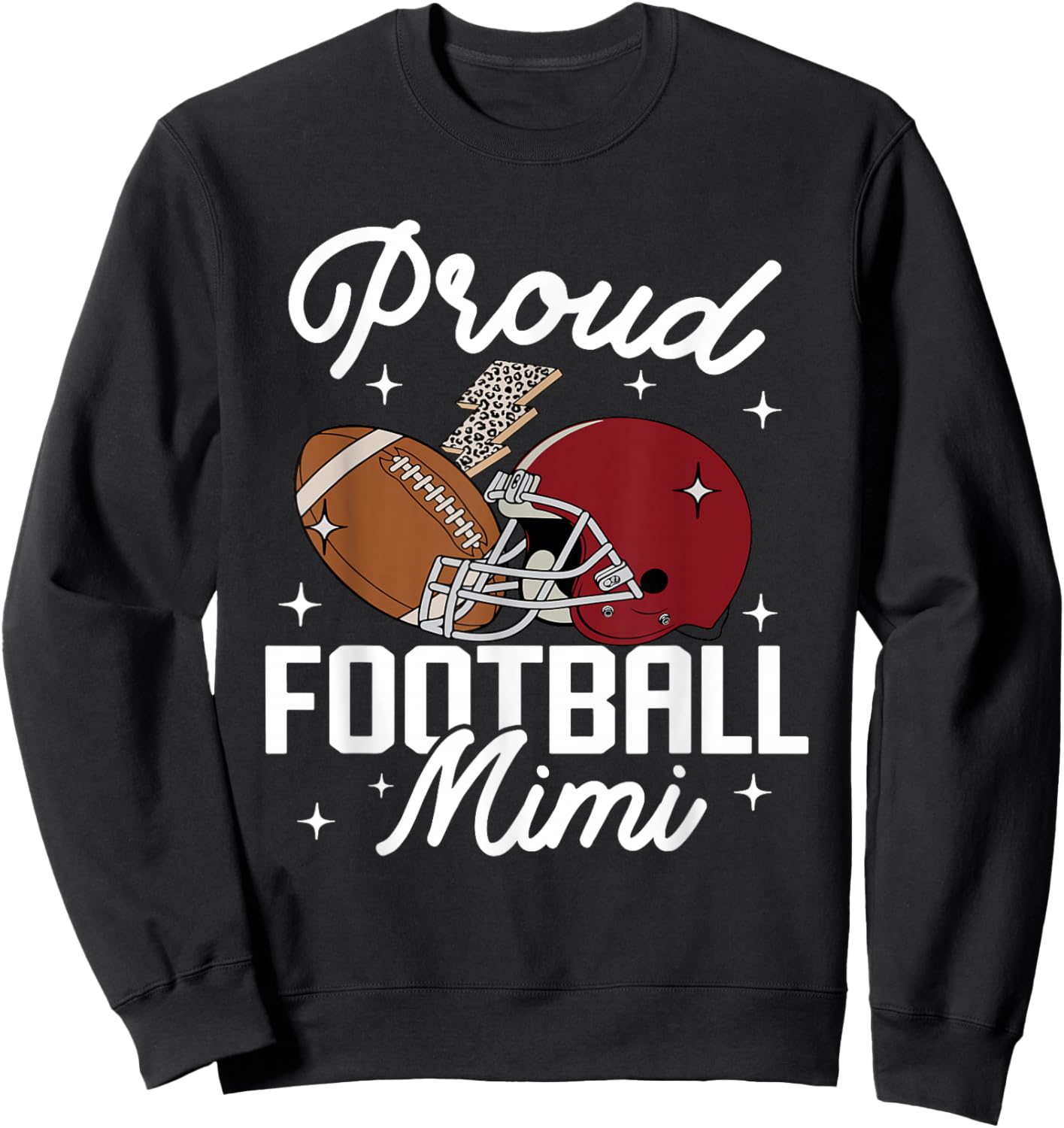 Proud Football Mimi Grandma Leopard American Football Family Sweatshirt - Sweatshirt | Black