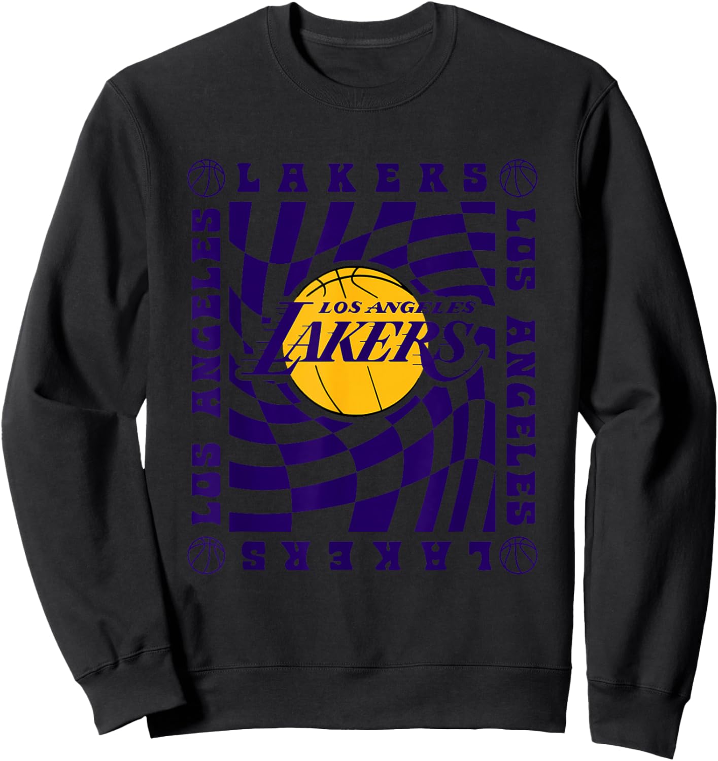 NBA Los Angeles Lakers Retro Checkerboard Wave Sweatshirt - Sweatshirt | Black