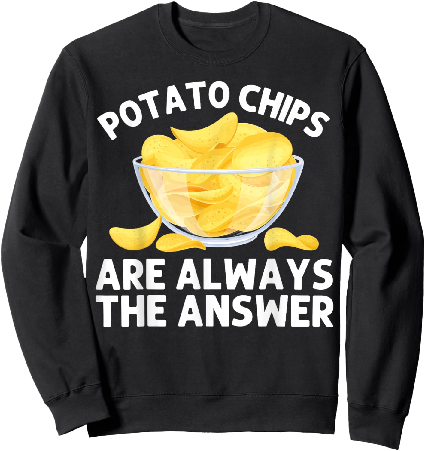 Funny Potato Chips Art Women Kids Bag Of Chips Lover Sweatshirt - Sweatshirt | Black