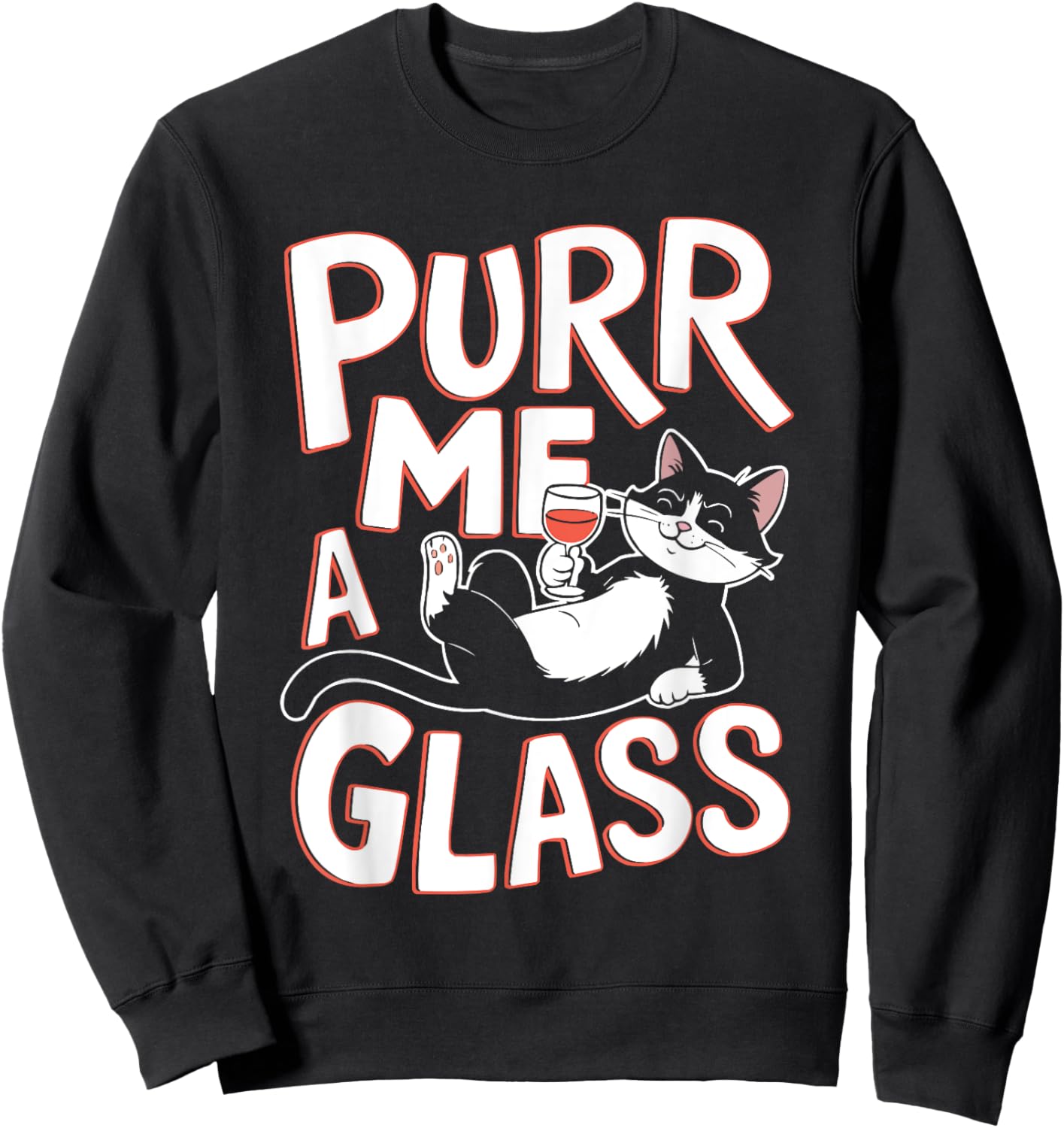 Wine Cat Owner Kitty Meow Alcohol Drinking Winemaker Sweatshirt - Sweatshirt | Black