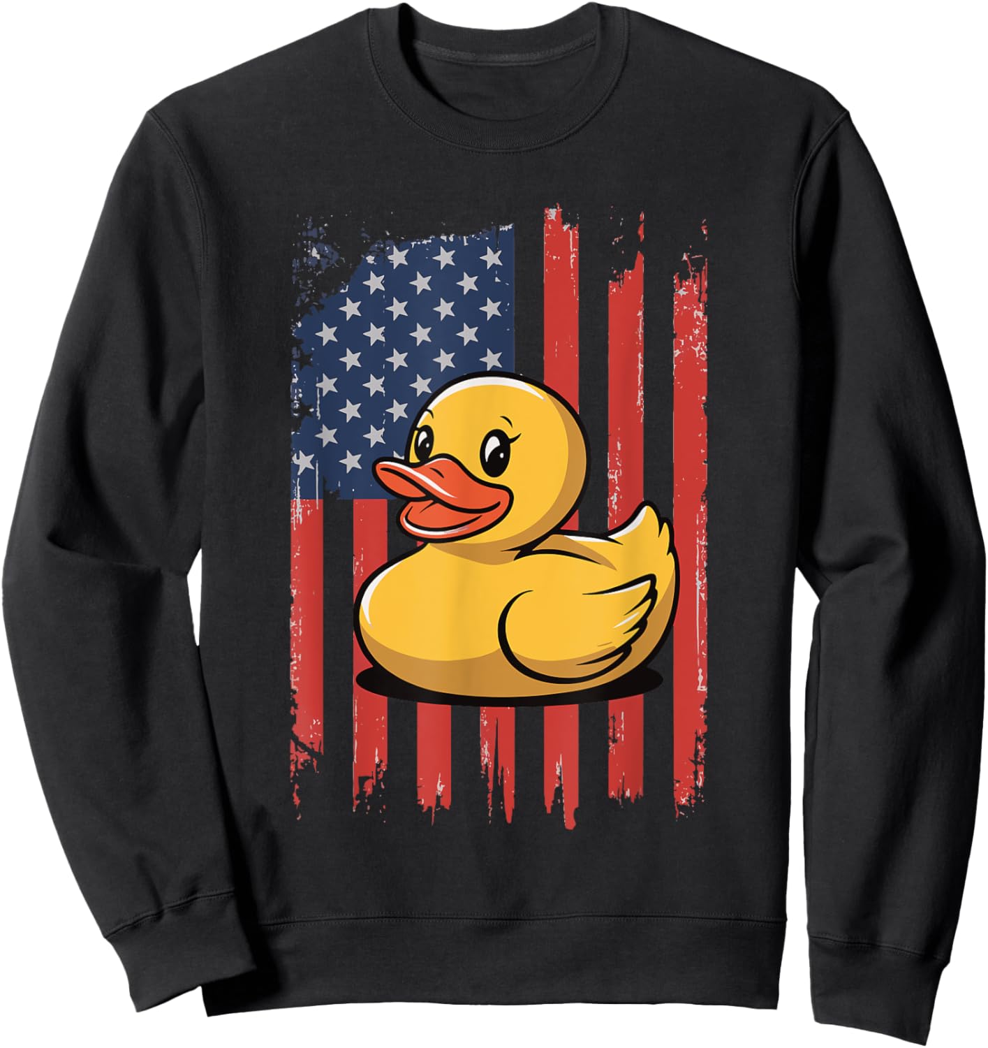 Rubber Duck USA Flag Independence Day Bath Duck Sweatshirt - Sweatshirt | Black
