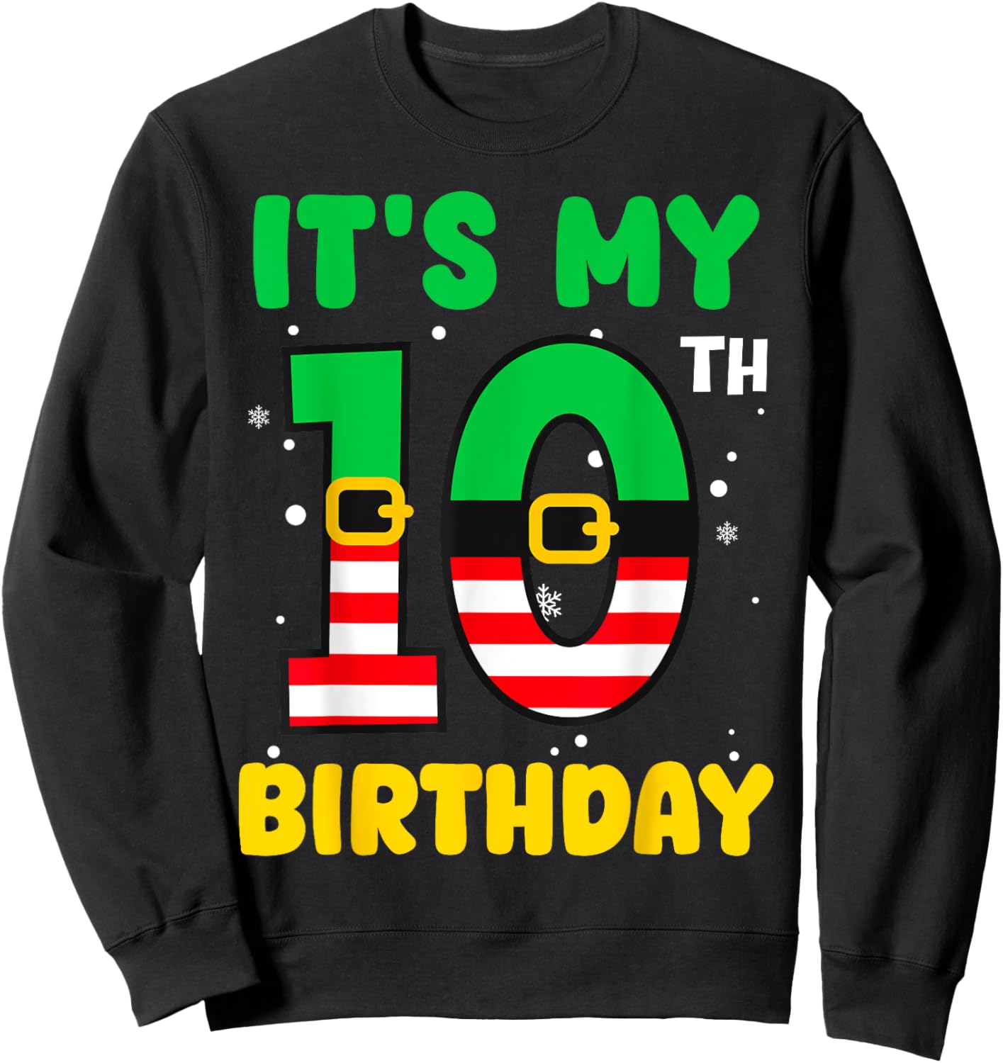 It's My 10th Birthday Christmas 10 Years Old Cute Xmas Funny Sweatshirt - Sweatshirt | Black