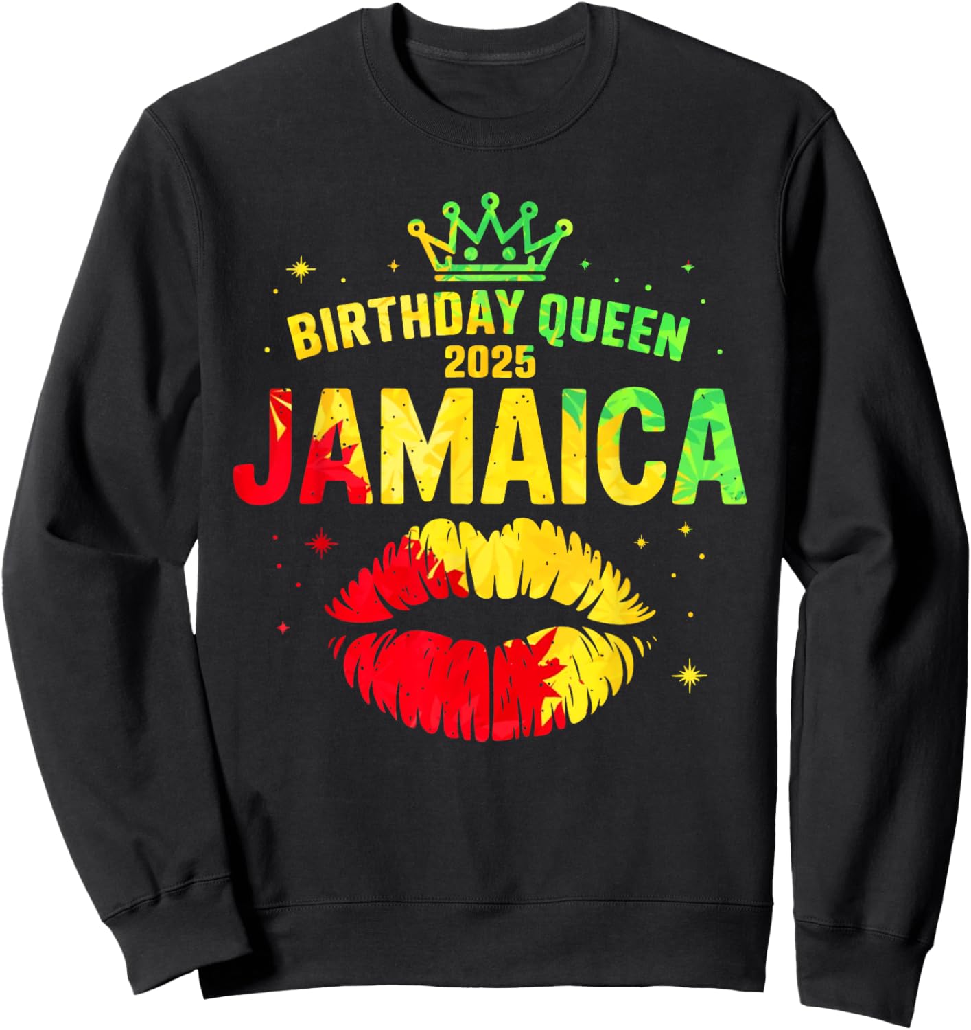 Birthday Crew Jamaica Trip 2025 Lips Bday Party Women Girls Sweatshirt - Sweatshirt | Black