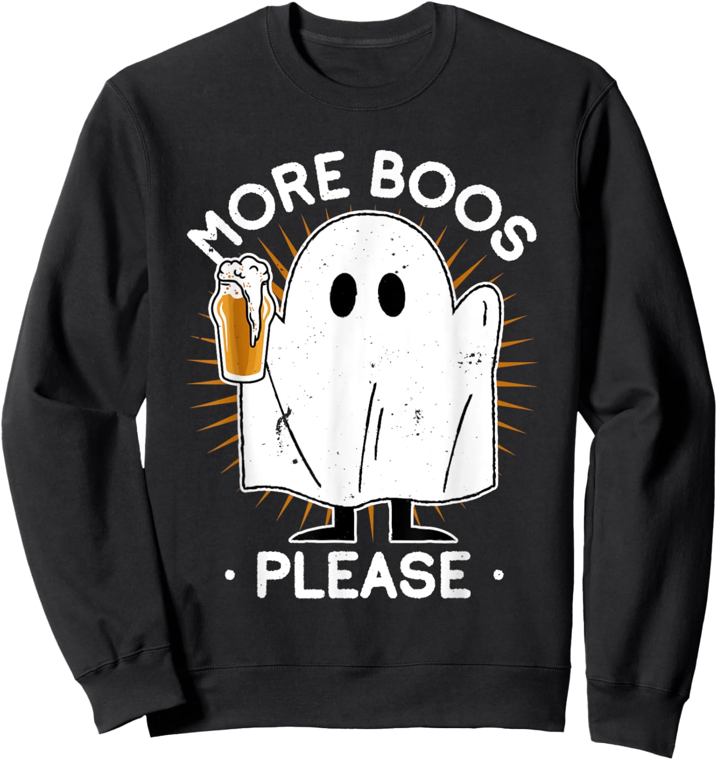 Beer Drinking More Boos Please Ghost Halloween Costume Sweatshirt - Sweatshirt | Black