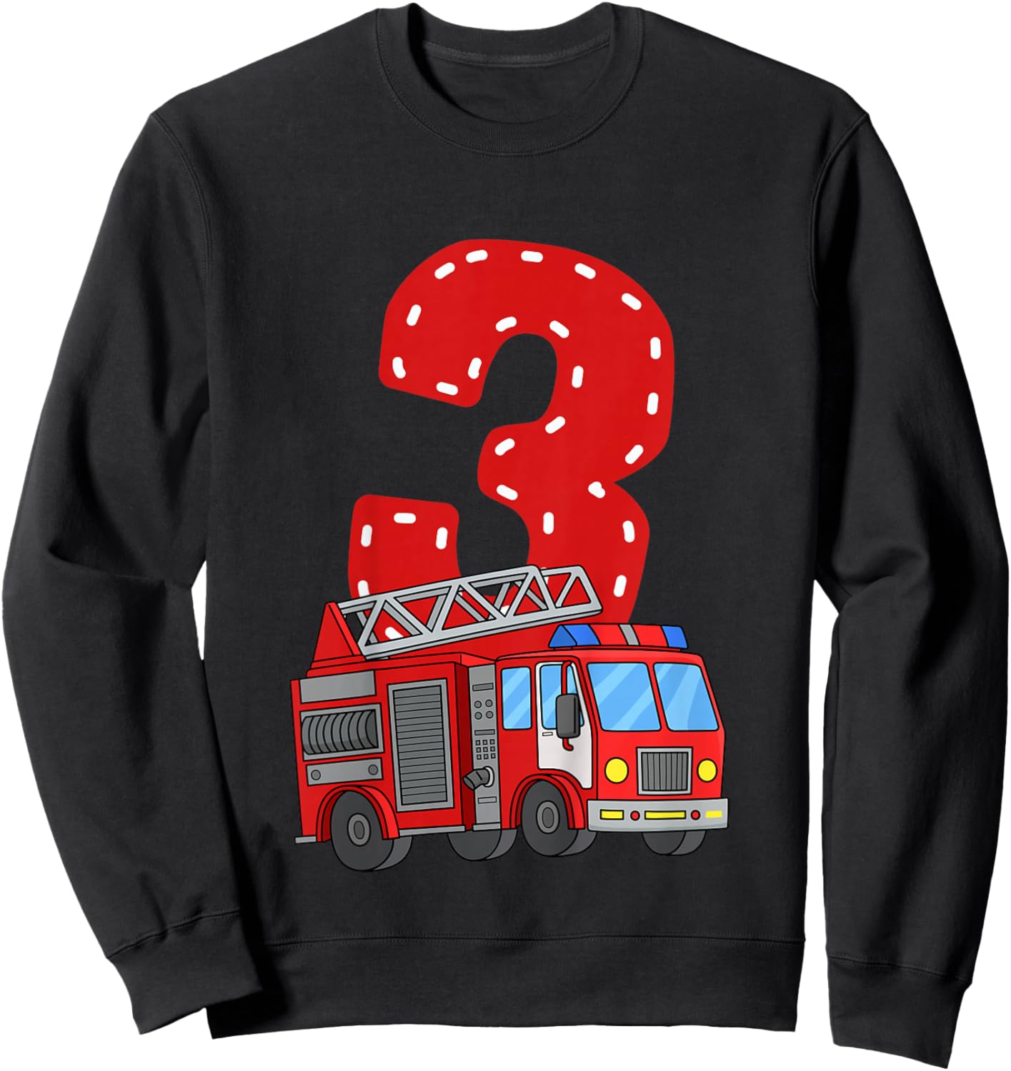 Kids Kids Fire Truck 3rd Birthday Party Toddler Boy 3 Year Old Sweatshirt - Sweatshirt | Black