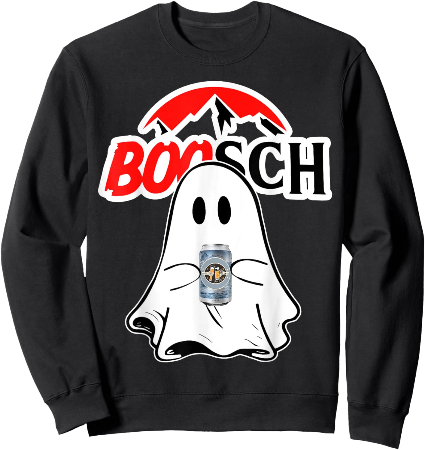Boosch-Beer Halloween Funny Ghost Drinking Beer Women Men Sweatshirt - Sweatshirt | Black