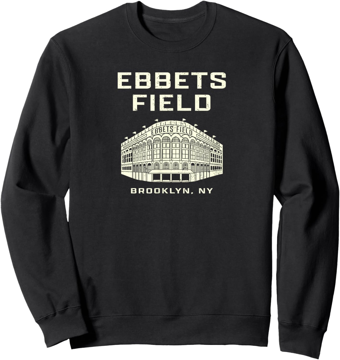 Old School Baseball Ebbets Field Brooklyn NY Retro Stadium Sweatshirt - Sweatshirt | Black