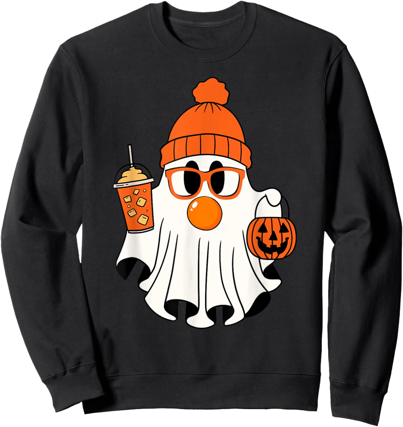 Funny Ghost Blowing Orange Bubble Gum Halloween Costume Sweatshirt - Sweatshirt | Black