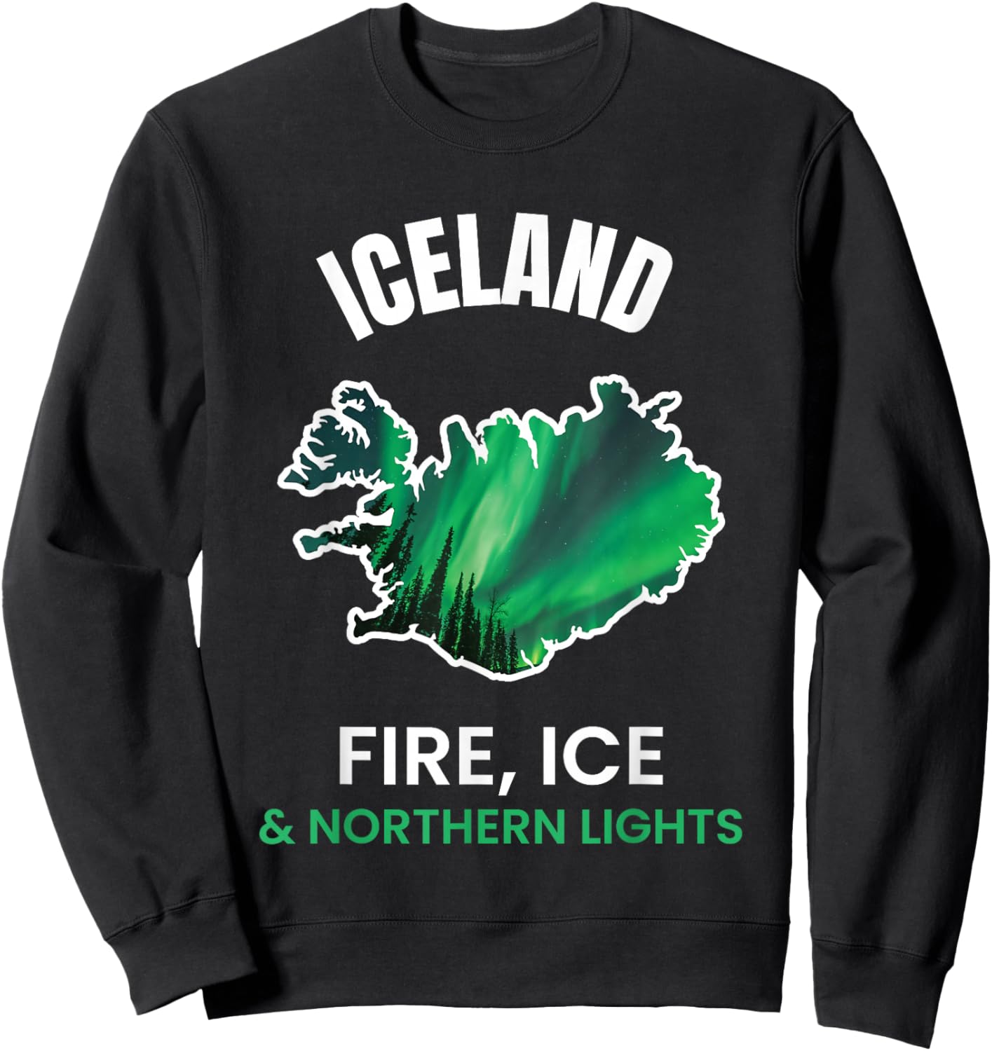 Iceland Northern Light Aurora Reykjavík Icelandic Gift Sweatshirt - Sweatshirt | Black
