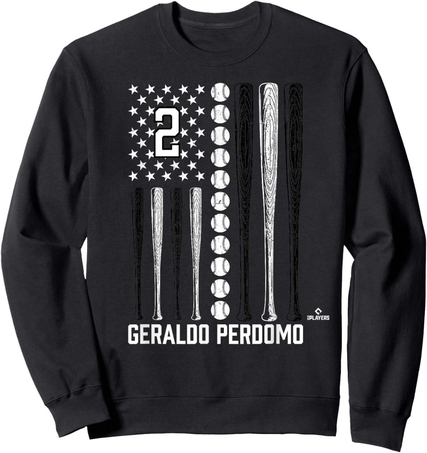 Baseball American Flag Geraldo Perdomo Arizona Baseball Sweatshirt - Sweatshirt | Black