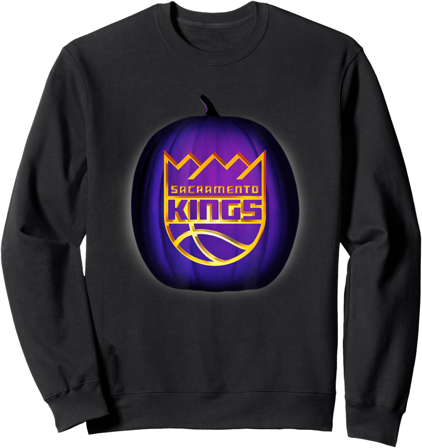 NBA Sacramento Kings Halloween Glow Pumpkin Sweatshirt - Sweatshirt | Black