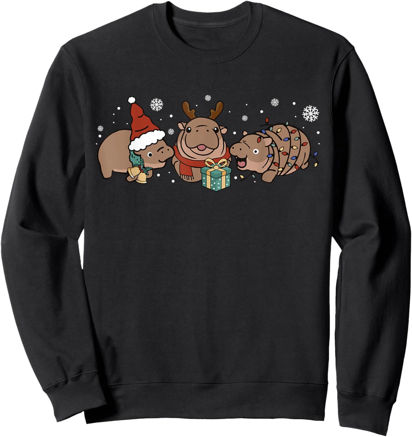 Funny Moo-Deng Christmas Baby Famous Hippo Zoo For Family Sweatshirt - Sweatshirt | Black