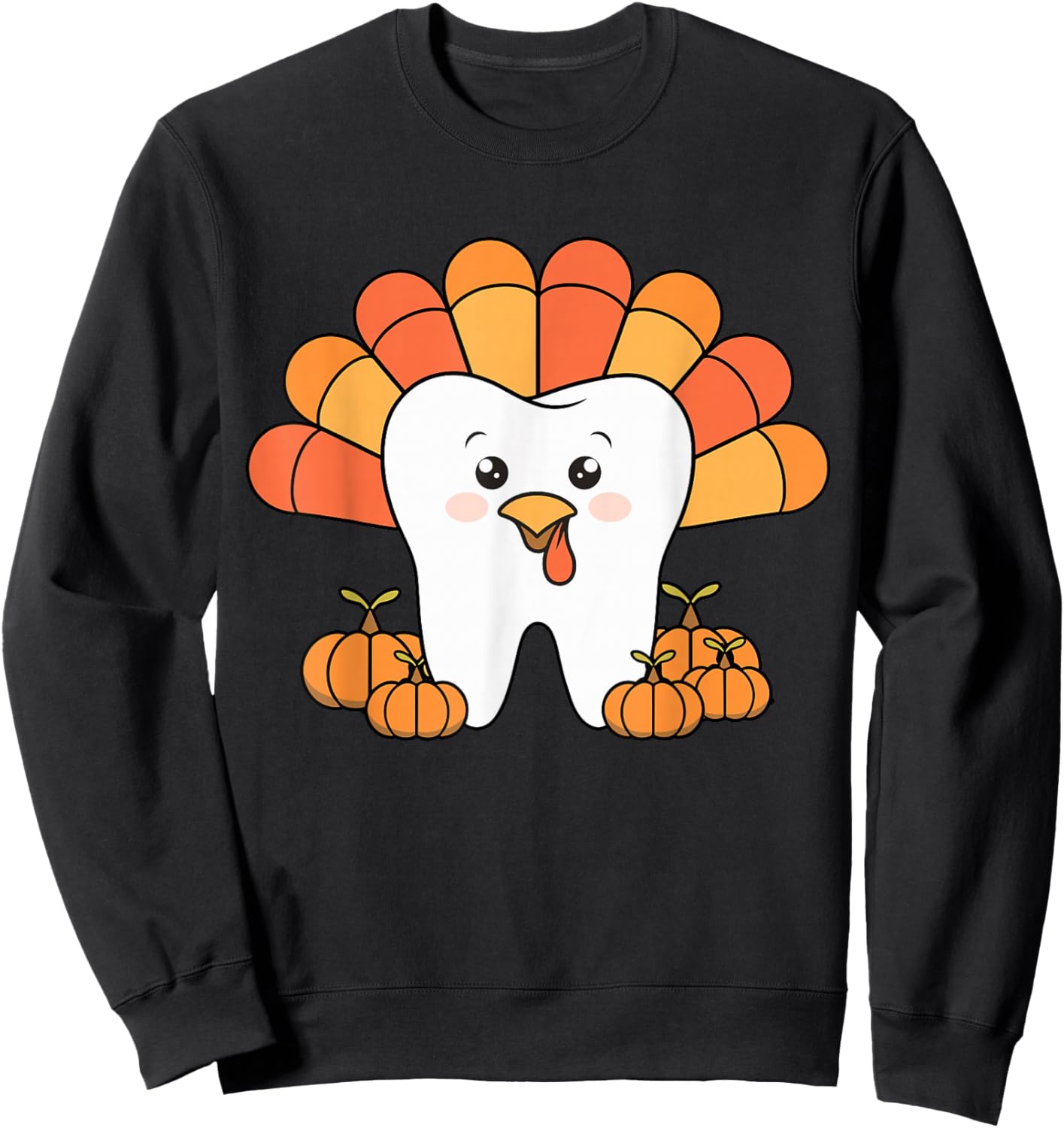 Thanksgiving Tooth Turkey Dentist Dental Women Sweatshirt - Sweatshirt | Black