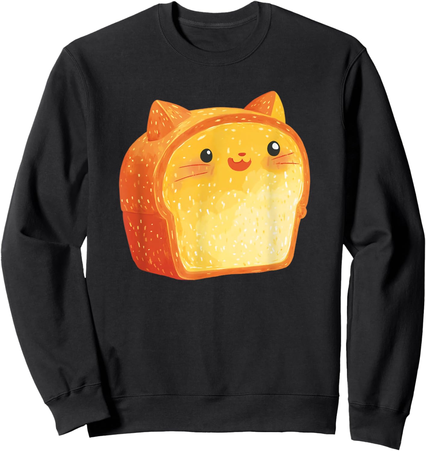 Cute Cat Loaf Illustration Bread Cat Sweatshirt - Sweatshirt | Black
