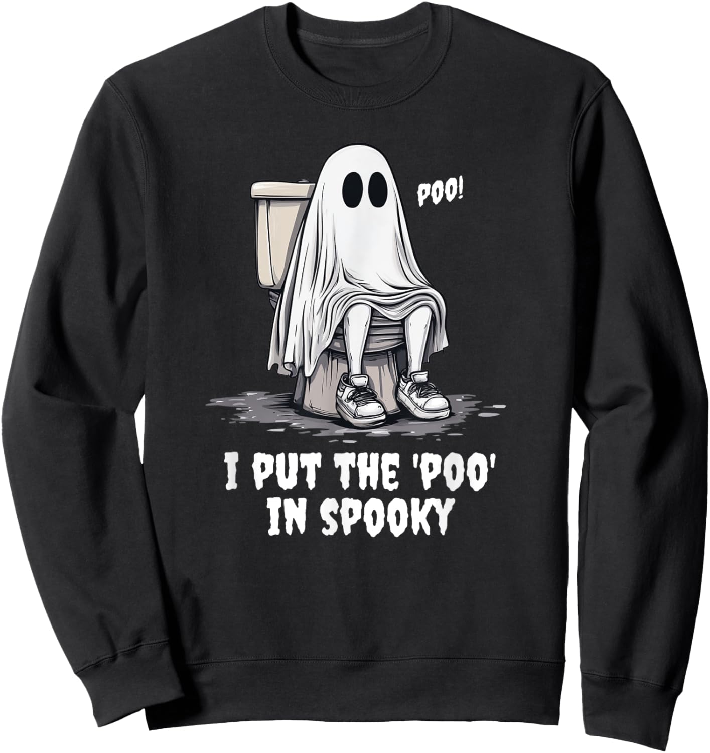 Funny Kids Halloween Potty Ghost Poo In Spooky Sweatshirt - Sweatshirt | Black