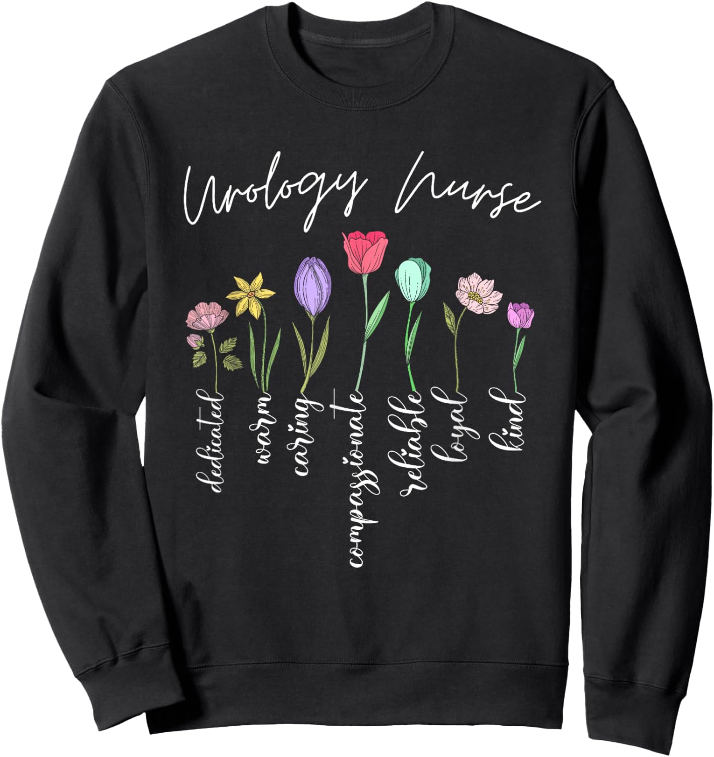 Urology nurse for girls women flowers Urology nurse floral Sweatshirt - Sweatshirt | Black