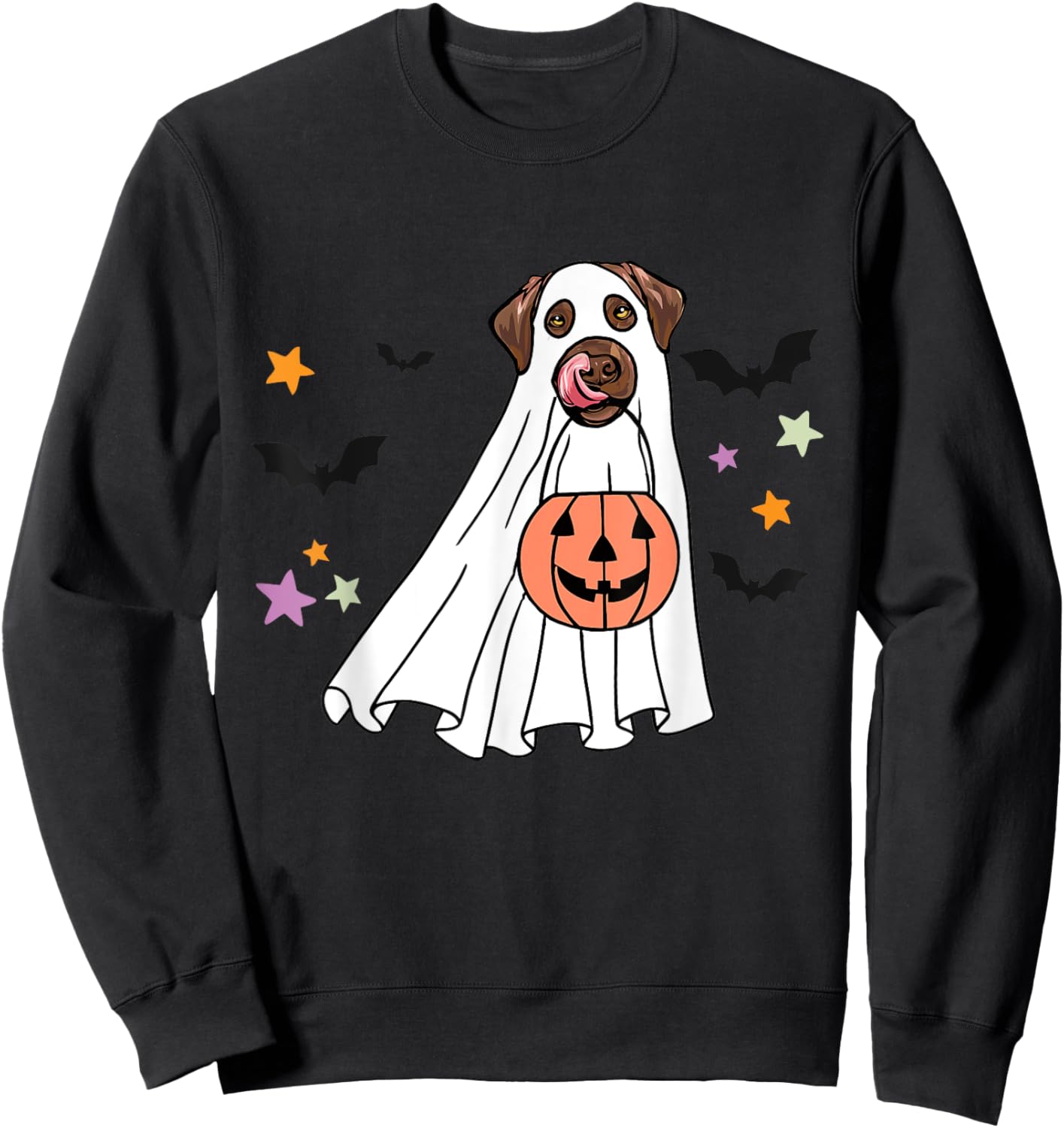 Ghost Chocolate Labrador Retriever Boo Dog Halloween Costume Women Sweatshirt - Sweatshirt | Black