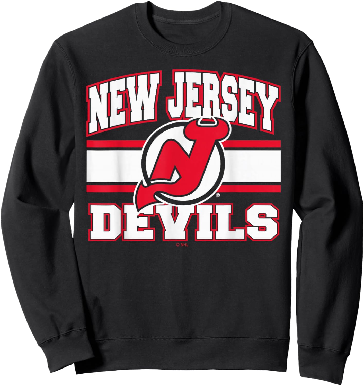 New Jersey Devils Stripe Black Officially Licensed Sweatshirt - Sweatshirt | Black