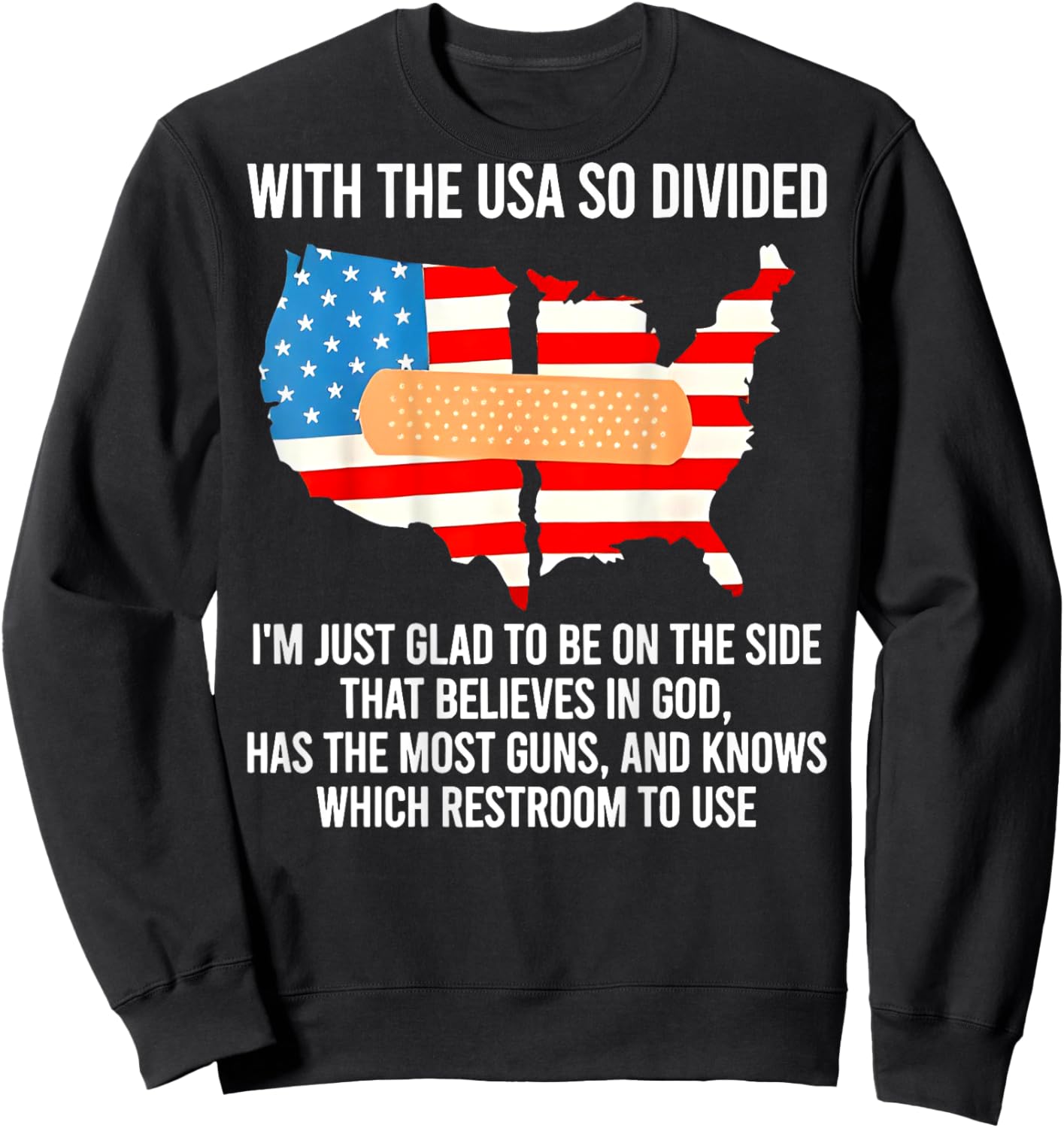 With The USA So Divided I'm Just Glad (on back) Sweatshirt - Sweatshirt | Black
