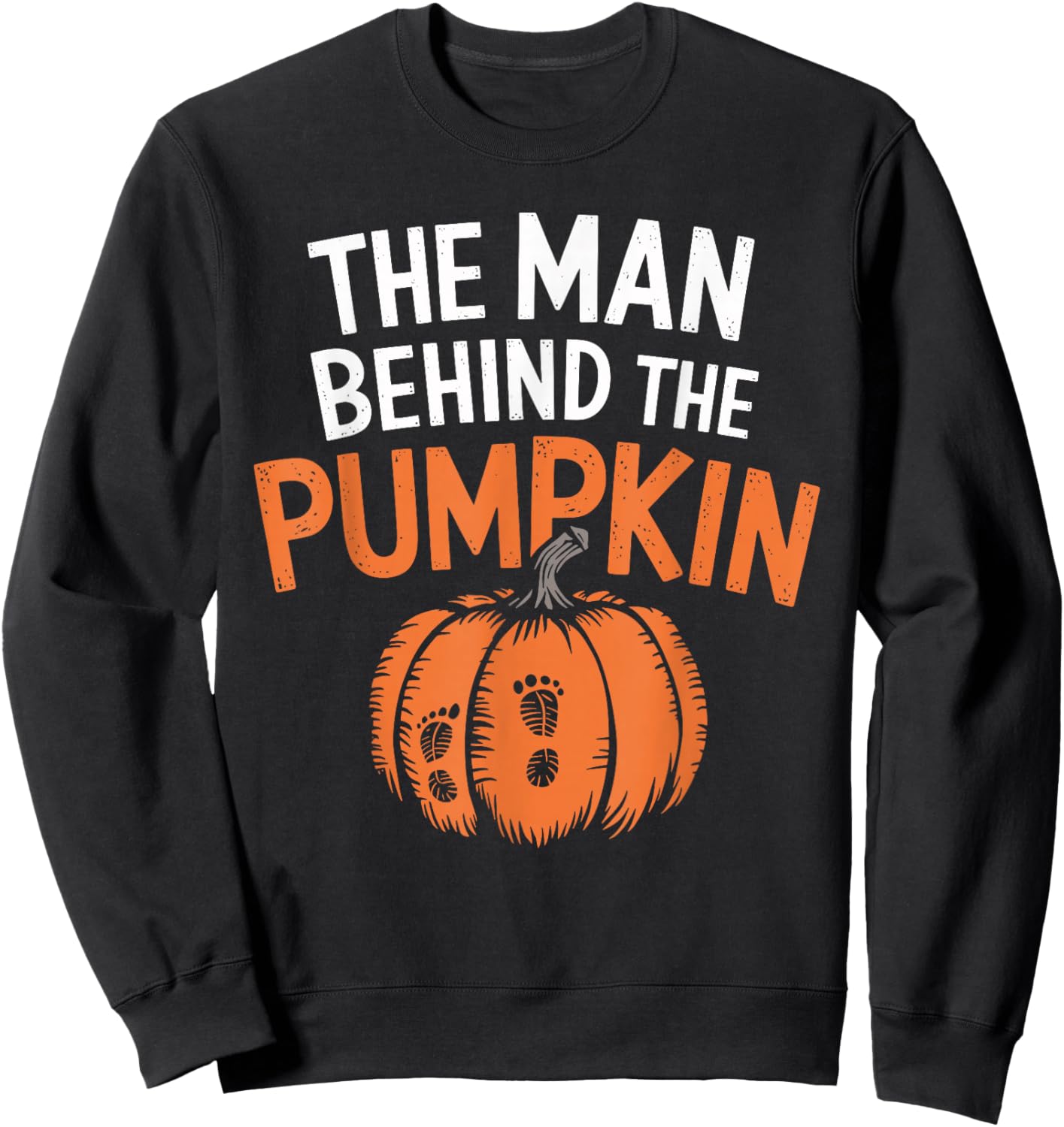 Man Behind The Pumpkin Halloween Pregnancy Sweatshirt - Sweatshirt | Black