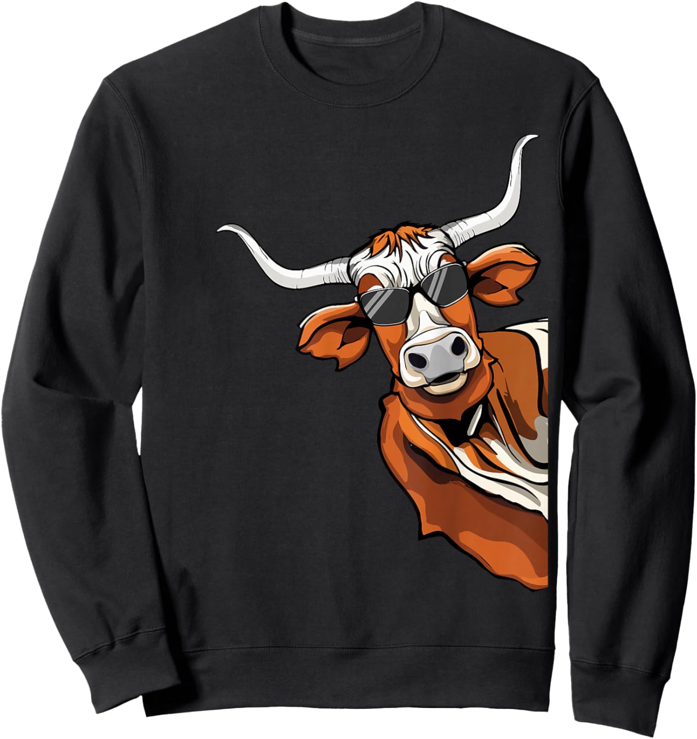 Longhorn Cow Lover Cool Cow Kids Longhorn Cow Sweatshirt - Sweatshirt | Black