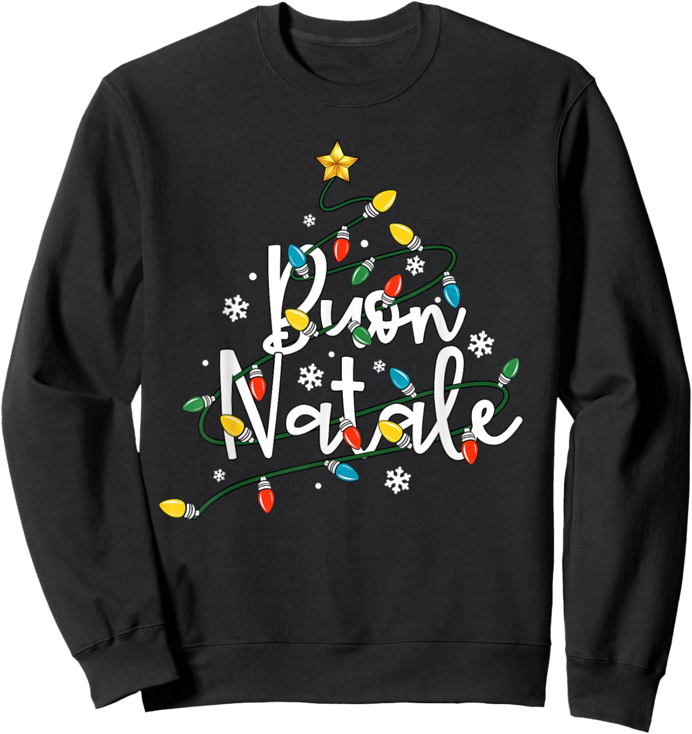 Buon Natale Italian Family Merry Christmas Tree Lights Sweatshirt - Sweatshirt | Black