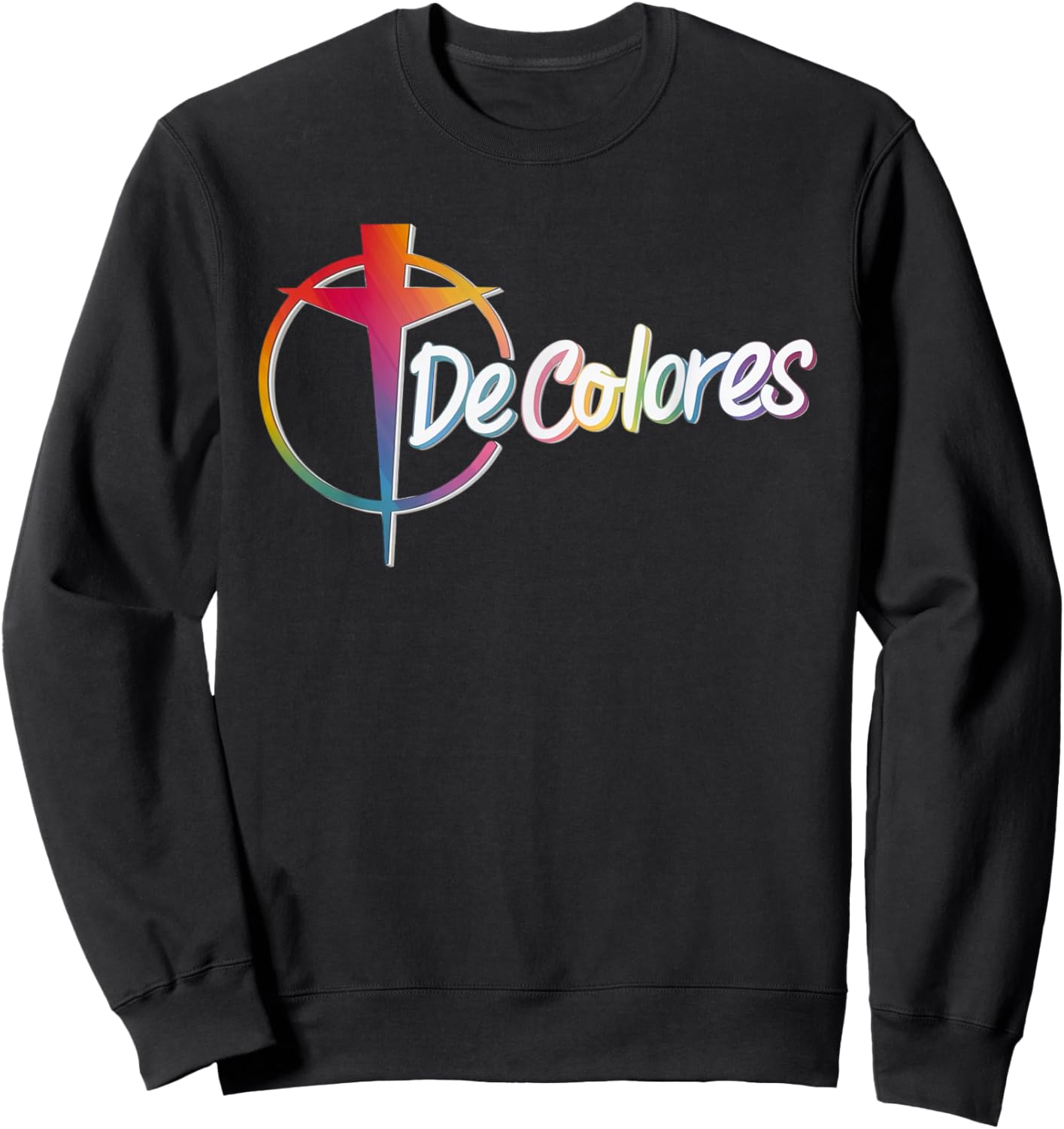 DeColores Cursillo Rainbow Rooster Catholic Sweatshirt - Sweatshirt | Black