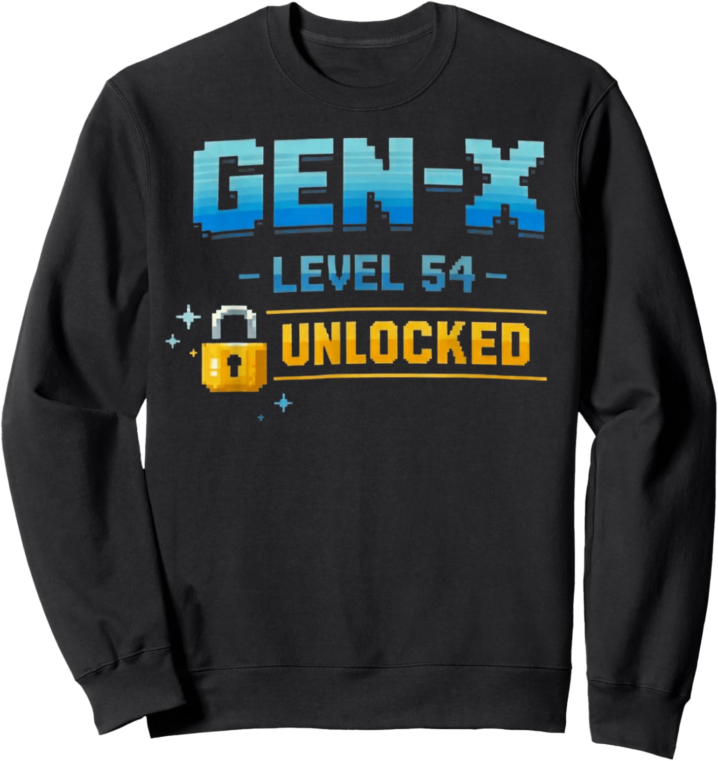 Gen X, Level 54 Unlocked Retro Gamer Vintage Birthday T-Shirt - Sweatshirt | Black