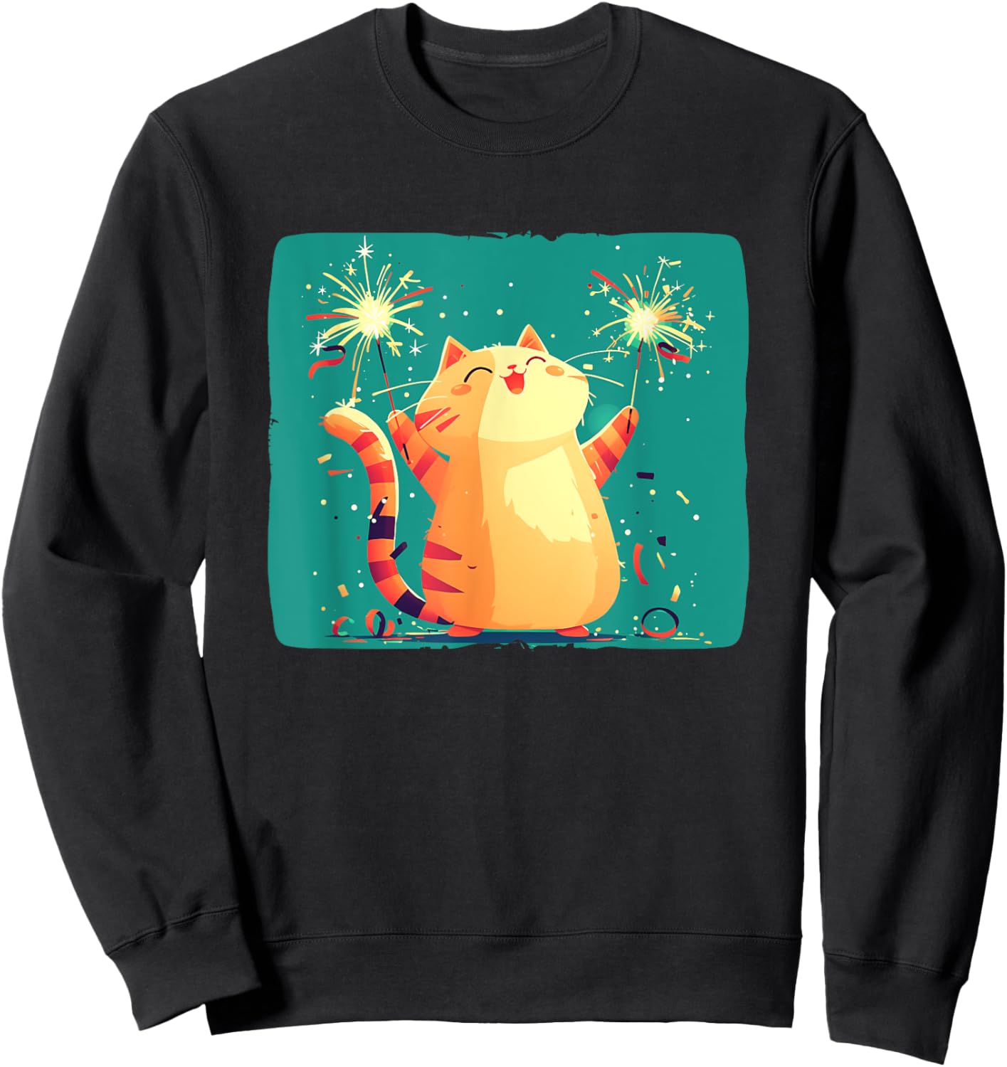 Happy New Year Cat Costume for a Fun Start Sweatshirt - Sweatshirt | Black