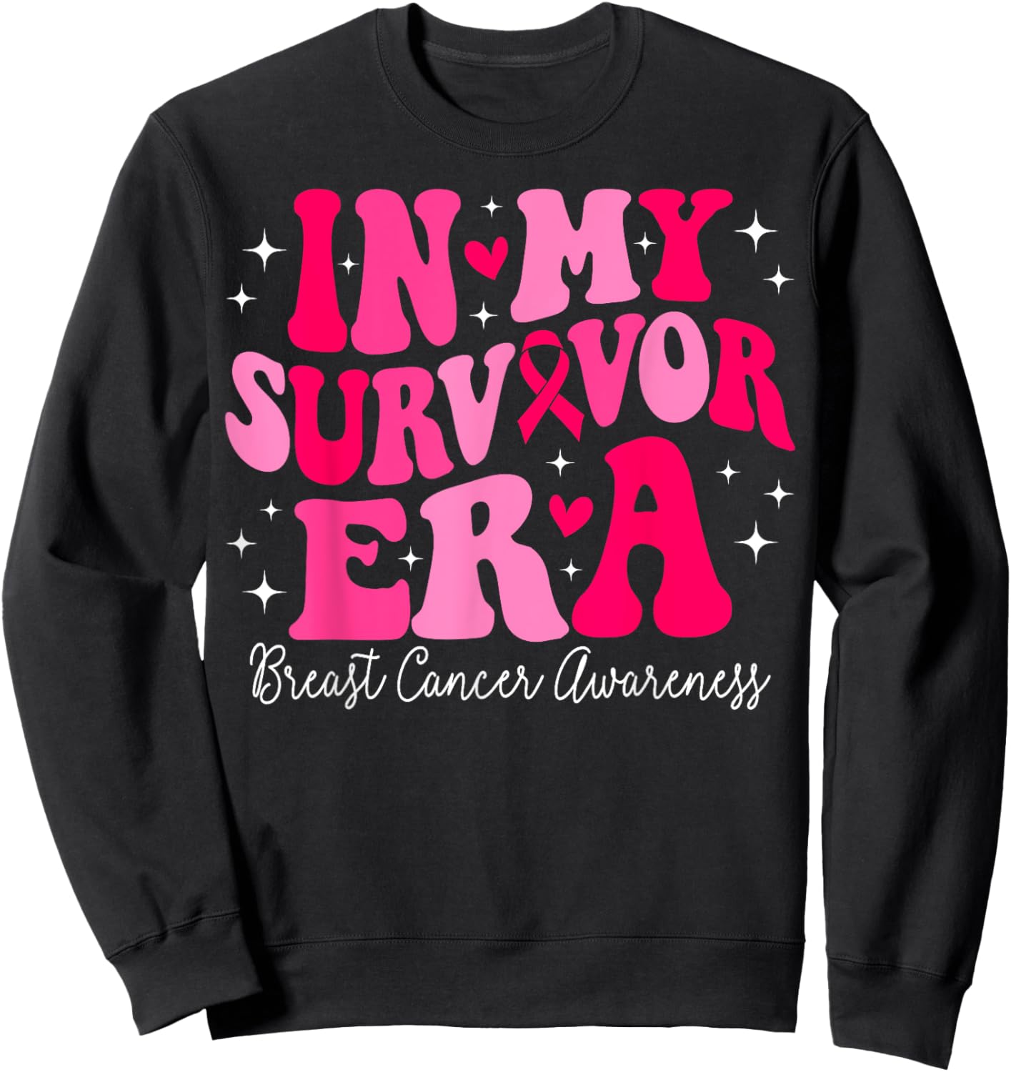 In My Survivor Era Retro Groovy Breast Cancer Awareness Sweatshirt - Sweatshirt | Black