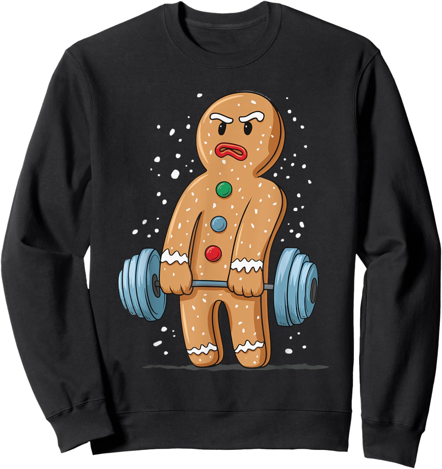 Gingerbread Weightlifting Workout Bodybuilding Sweatshirt - Sweatshirt | Black
