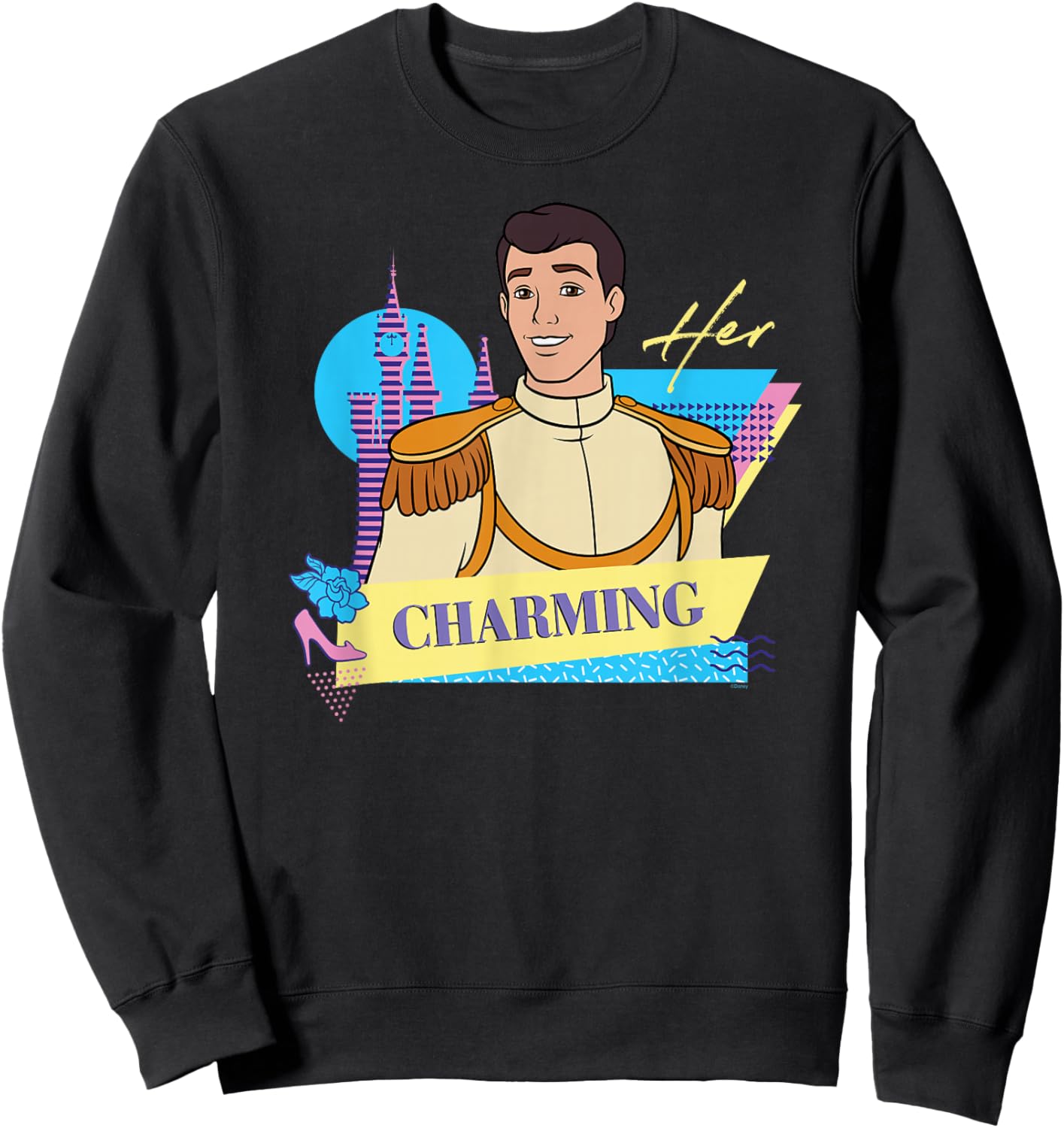 Disney Cinderella Retro Couples Matching Her Prince Charming Sweatshirt - Sweatshirt | Black
