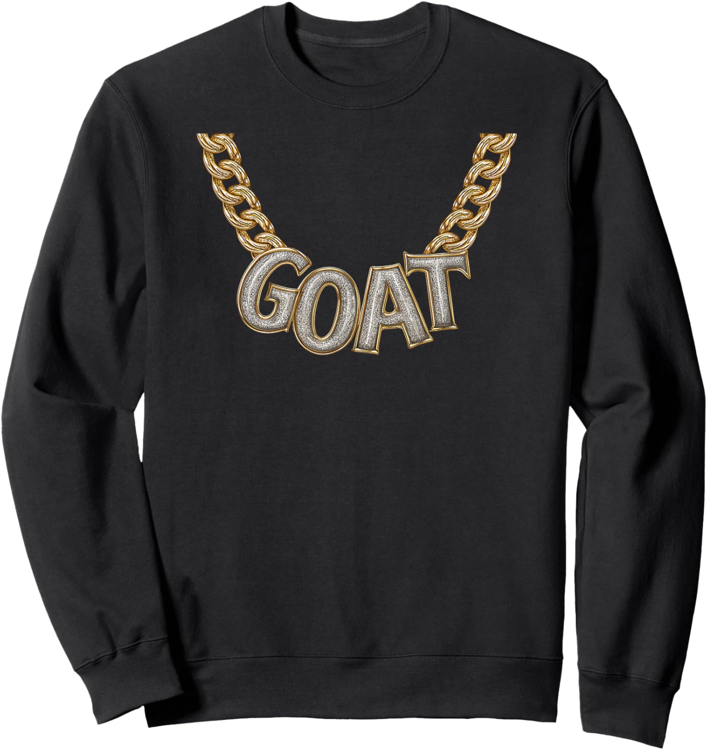 Boy Kid Funny Slang Gold Chain Goat Necklace Costume Sweatshirt - Sweatshirt | Black