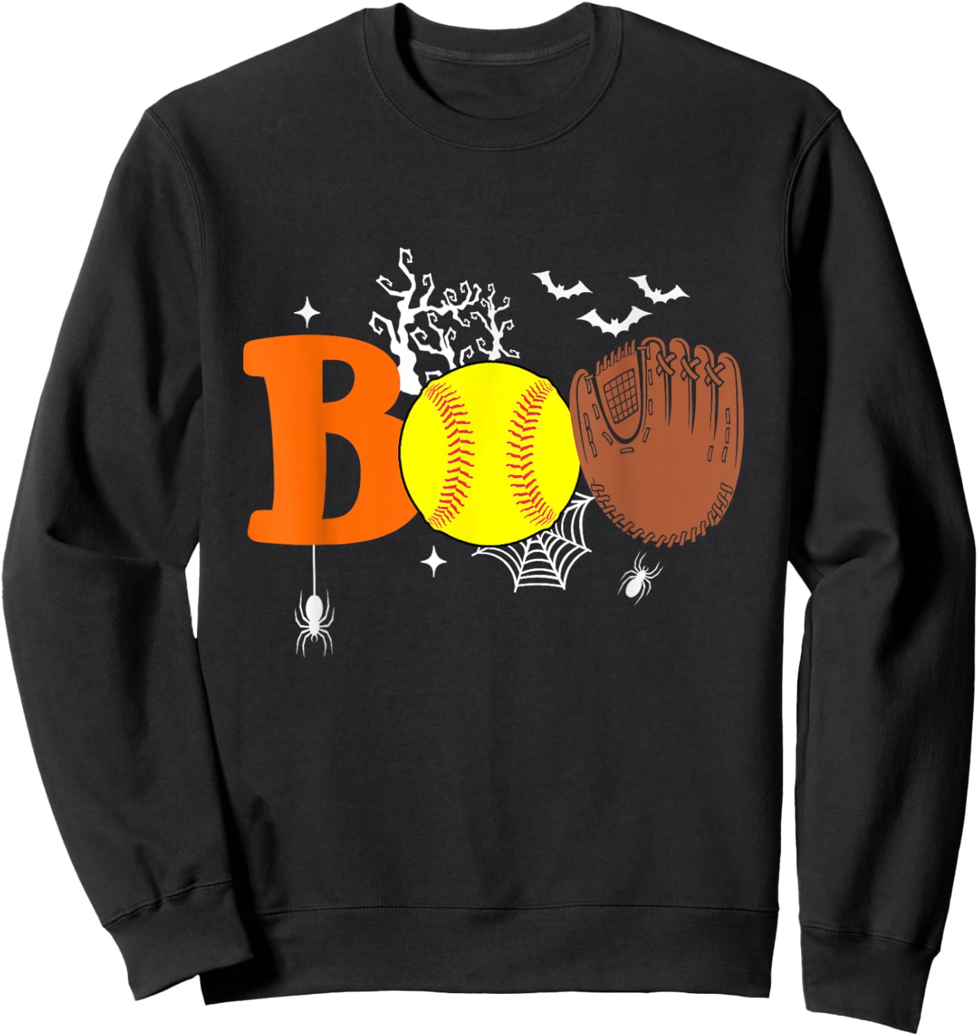 Boo Softball Halloween Spooky Halloween Softball Player Sweatshirt - Sweatshirt | Black