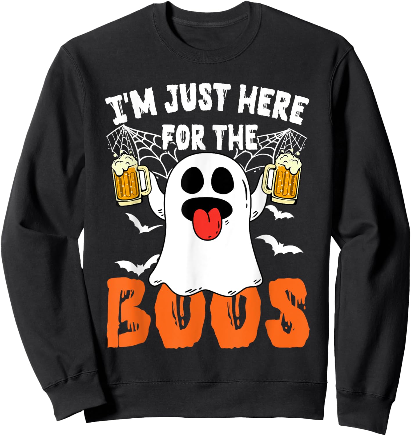 I'm Just Here For The Boos Cute Ghost Halloween Costume Sweatshirt - Sweatshirt | Black