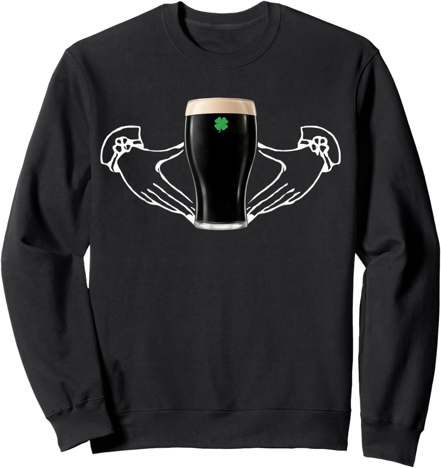 St Patrick's Day Claddagh Shamrock Beer for Men Women T-Shirt - Sweatshirt | Black