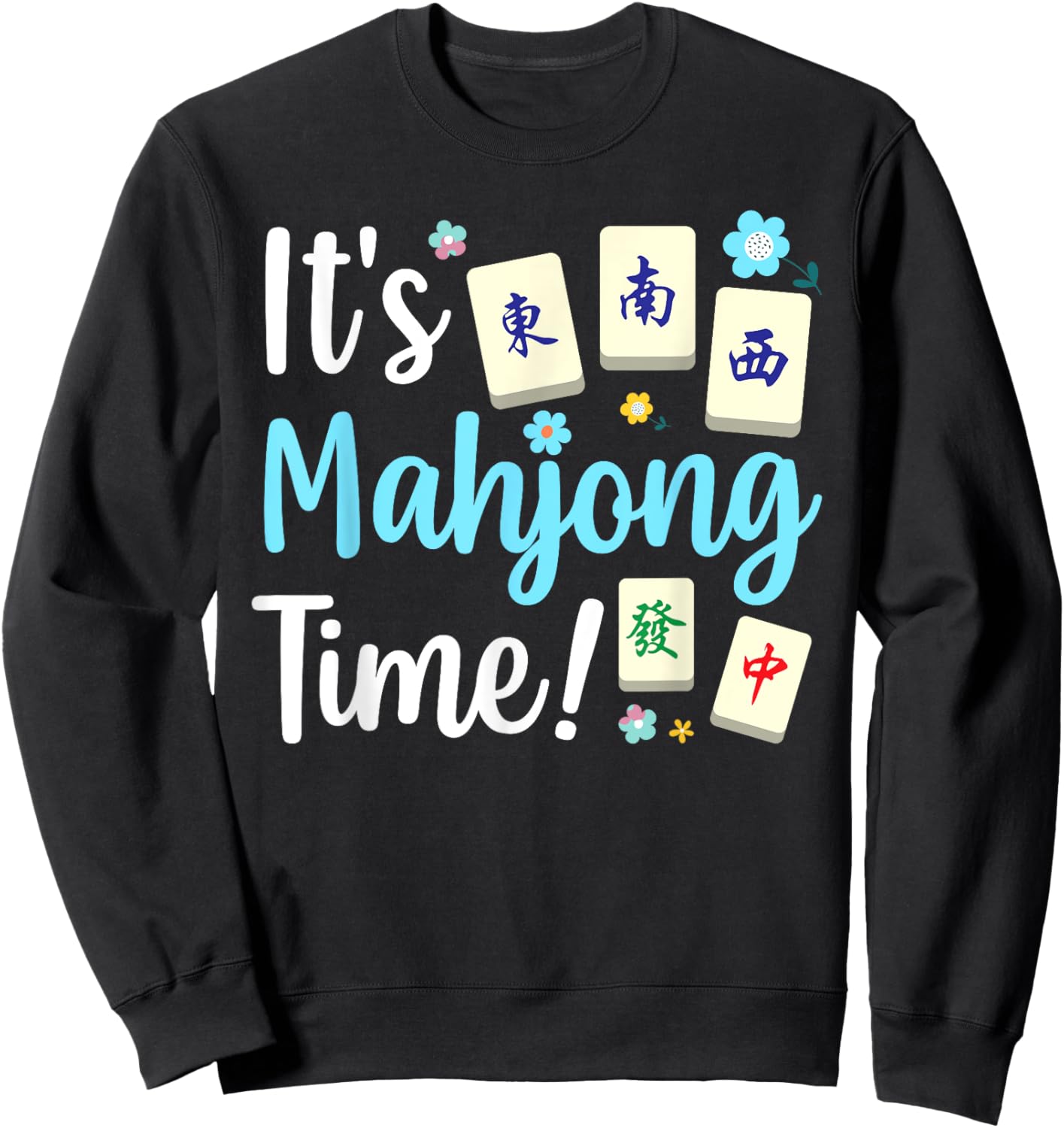 Cute Mahjong Design Women Tile Game Mahjong Player Sweatshirt - Sweatshirt | Black