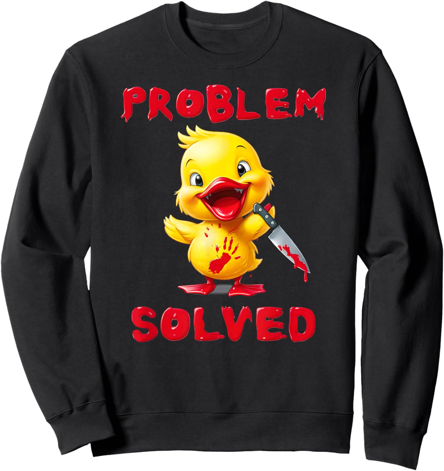 Problem Solved X Knife Duck - Angry Duck Halloween Sweatshirt - Sweatshirt | Black