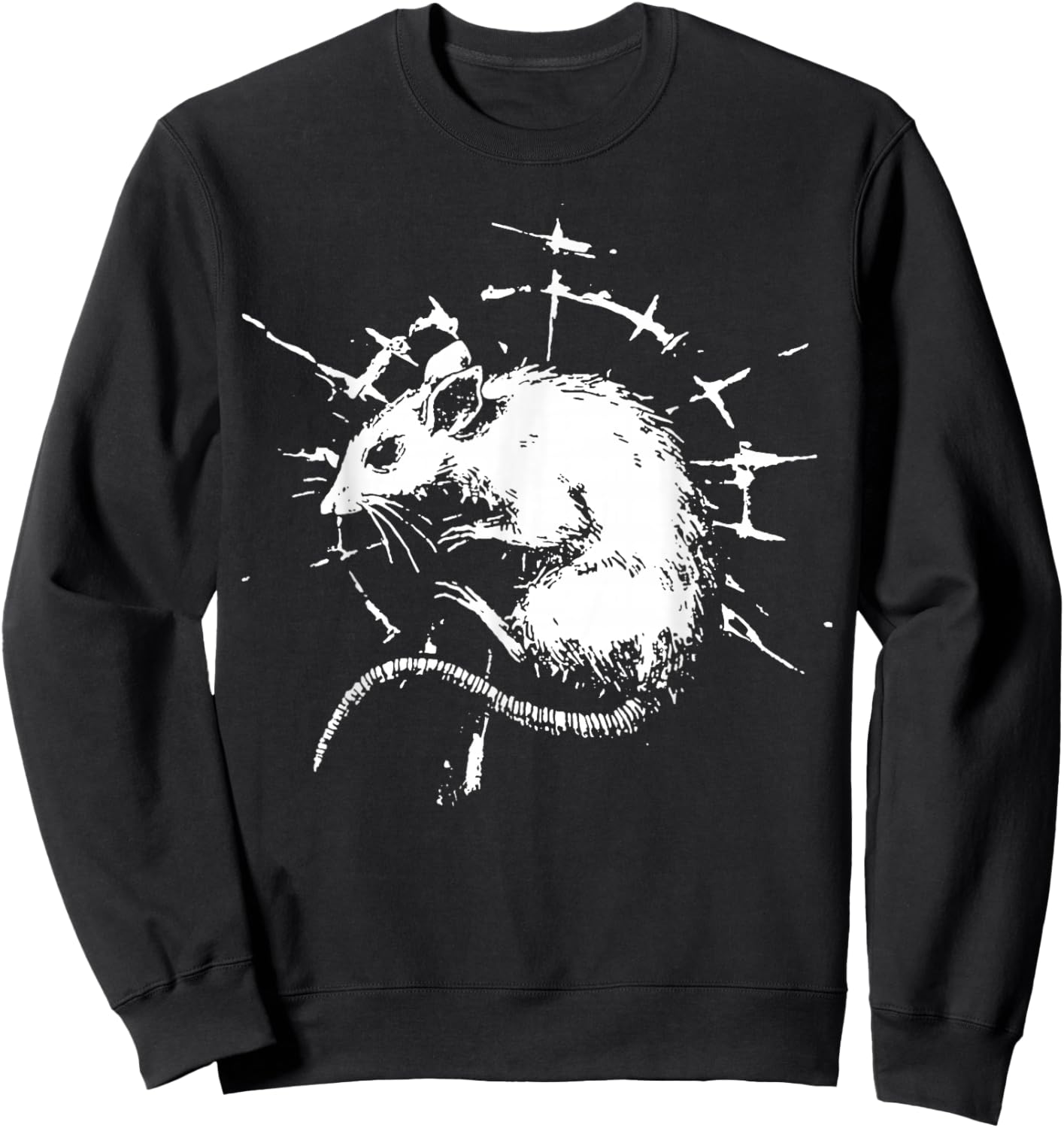 Rat Weirdcore Goblincore Punk Goth Aesthetic Creepy Horror Sweatshirt - Sweatshirt | Black