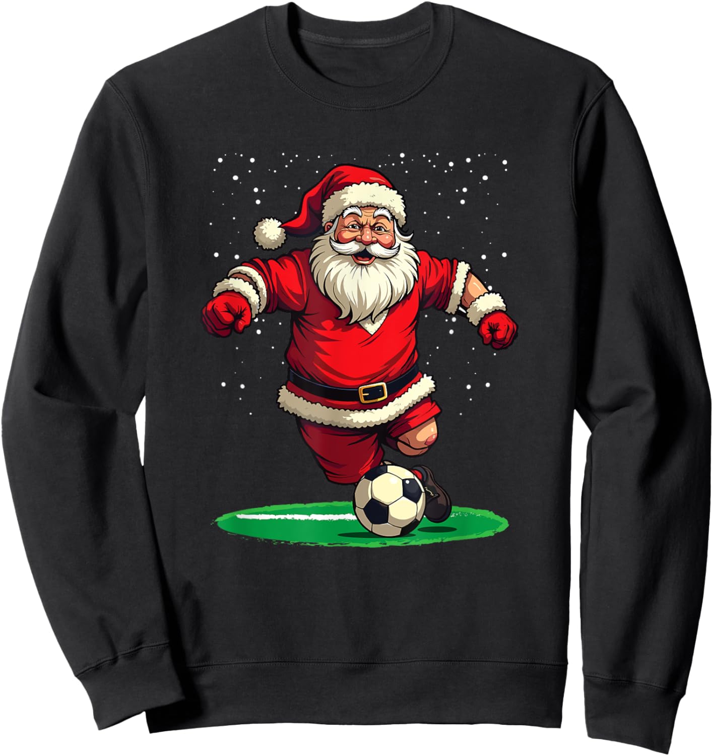 Santa Playing Soccer Christmas Football Fan Sweatshirt - Sweatshirt | Black